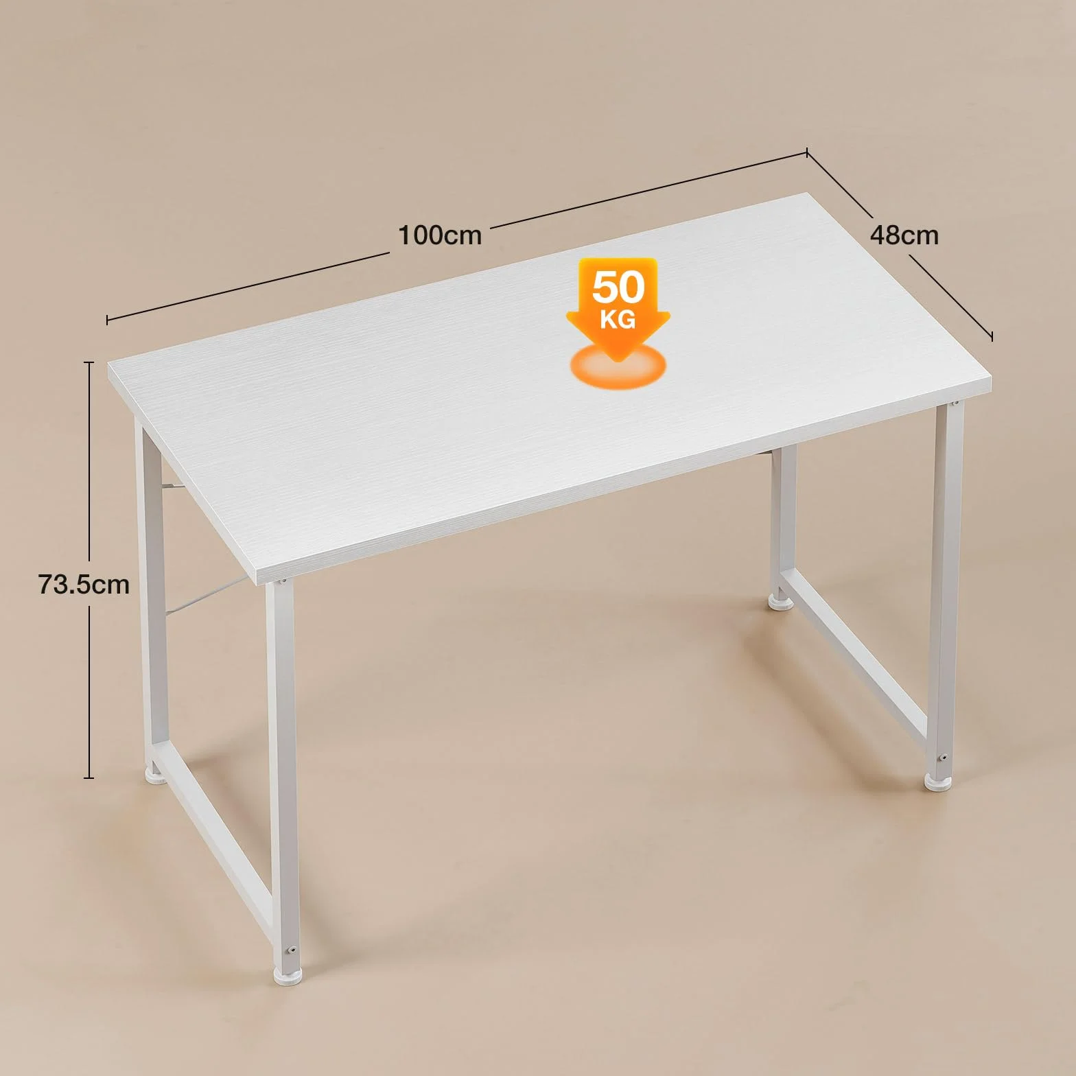 ODK Escritorio Pequeña 100x48cm Mesa de Estudio con Pies Ajustables Blanco