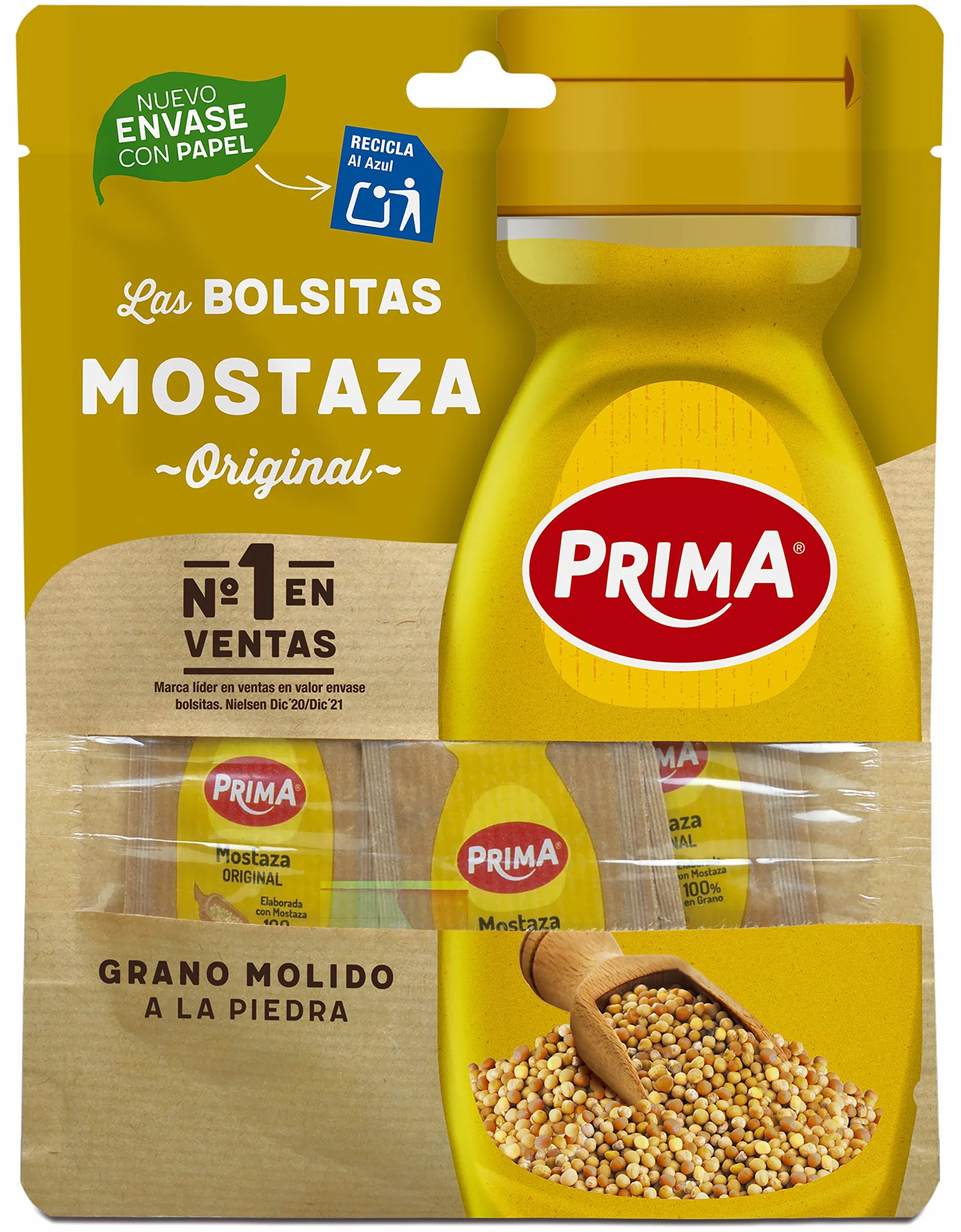 Prima mostaza sabor intenso y único 12 bolsitas