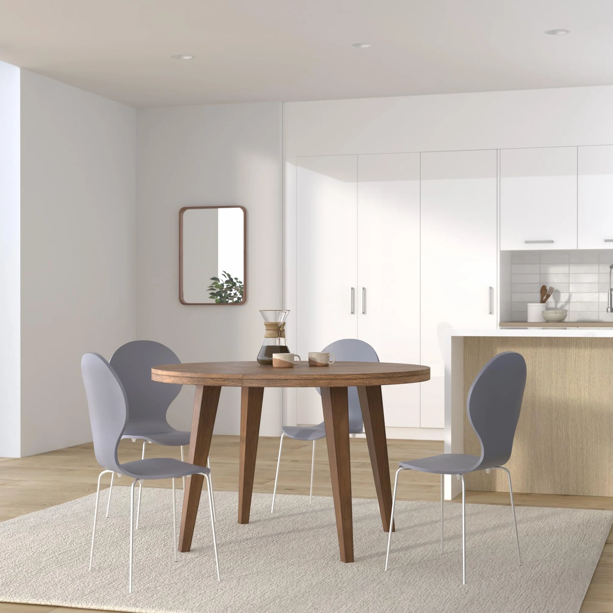 CLP Set de 2 Sillas de Comedor Apilable Diego con Asiento de Madera y Base de Metal, Gris