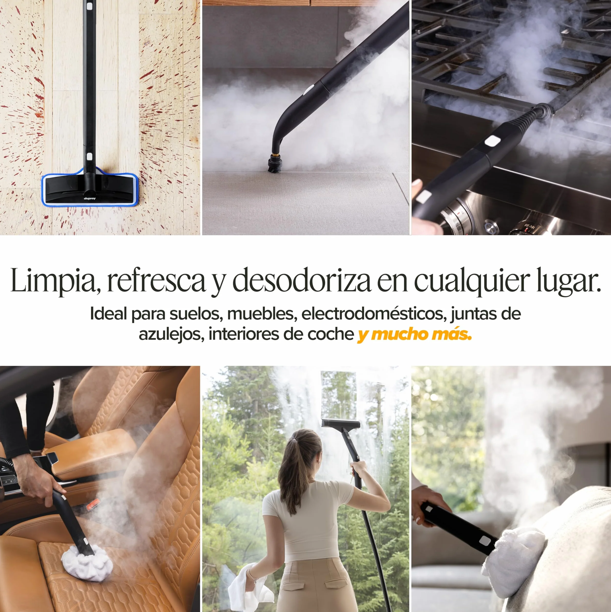 Dupray Neat Plus Limpiador a Vapor – 18 Accesorios, Vapor Potente sin Químicos, Limpieza Profunda para Suelos, Sofás, Cocina, Baño y Coche