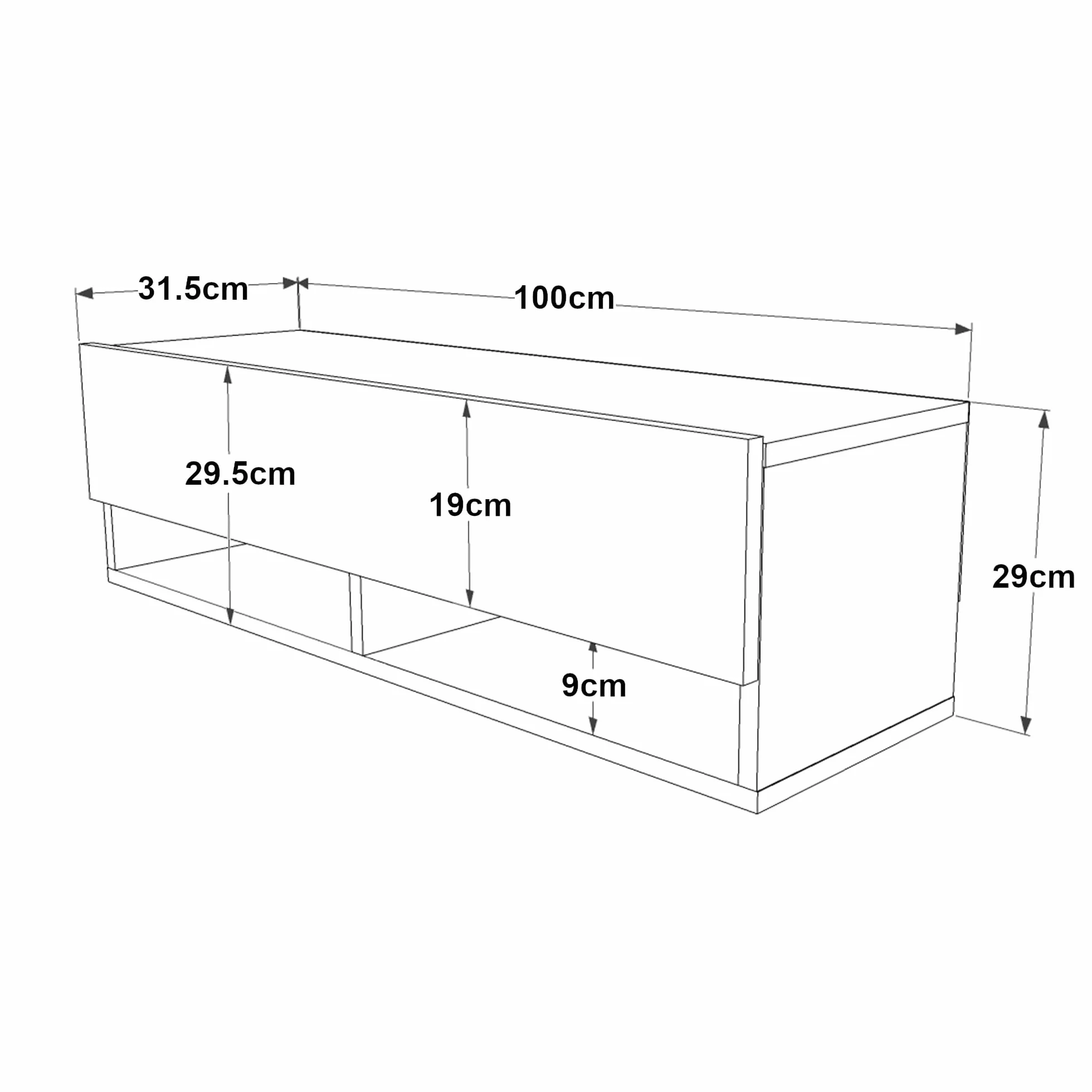 [en.casa] Mueble TV Suspendido con Espacio de Almacenaje Mesa Tele de Pared con Puerta y 2 Estantes Aglomerado 100 x 32 x 30 cm Roble Rústico/Blanco
