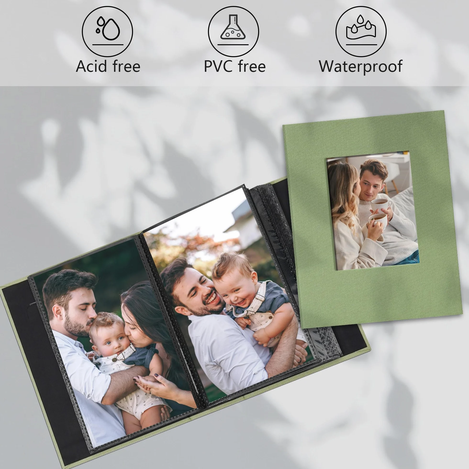 Álbum de Fotos Pequeño 10x15 con Ventana Frontal 100 Bolsillos Libro Portátil de Lino para Recuerdos de Viaje Boda Bebé Álbum Fotos para Pegar y Escribir Organizador de Memorias, Negro