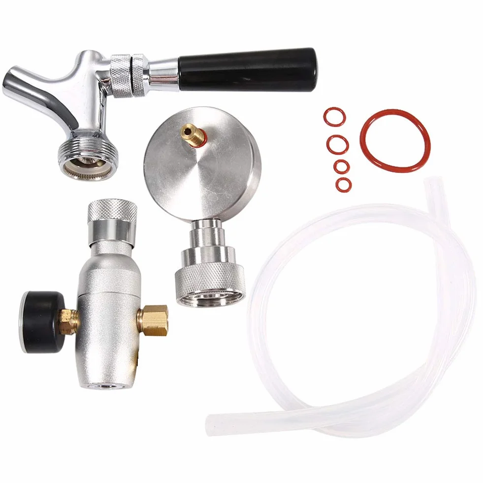 Regulador de CO2, grifo de barril de cerveza de acero inoxidable para 2L/3,6L/4L Mini barril de cerveza Growler,