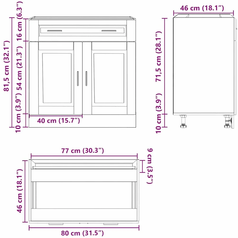 vidaXL Mueble bajo de Cocina Porto Roble Ahumado Madera reconstituida