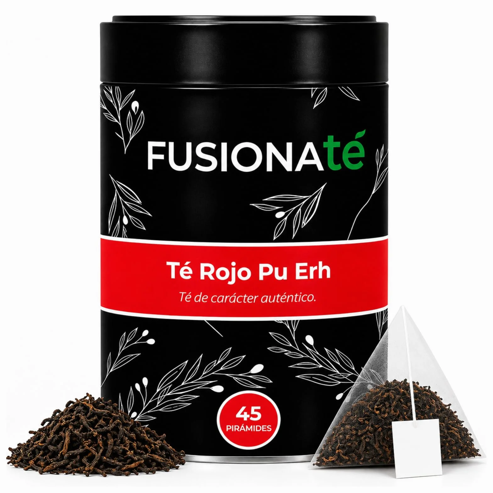 FUSIONATE Te Rojo Pu-Erh, 45 Pirámides, Sabor Terroso, Cultivado en Yunnan China