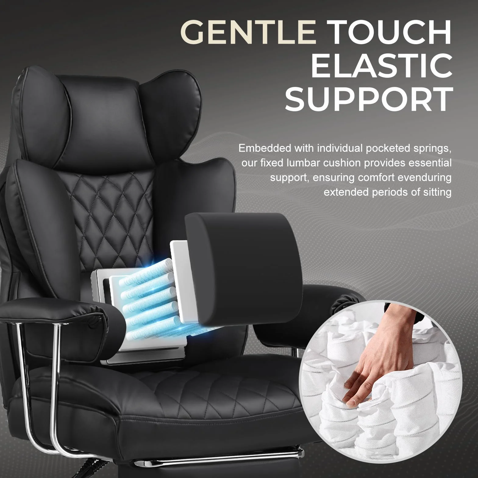 GTPLAYER Silla Gaming Ergonómica Reclinable con Reposapiés, Altura Regulable, Negro