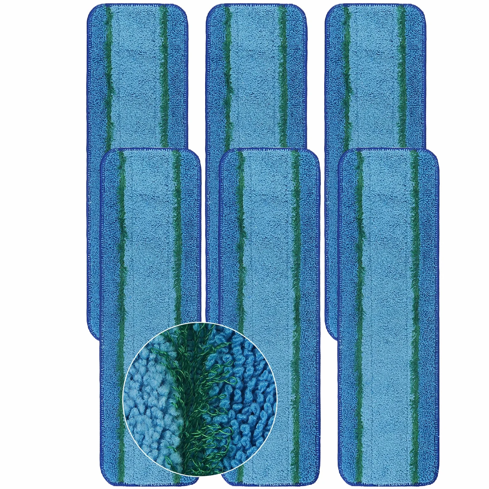 Paquete de 6 almohadillas de limpieza profunda de repuesto para la familia de fregonas Bona, lavables y reutilizables | Almohadilla de limpieza de microfibra para suelos de madera dura y superficies múltiples, mopa húmeda/seca
