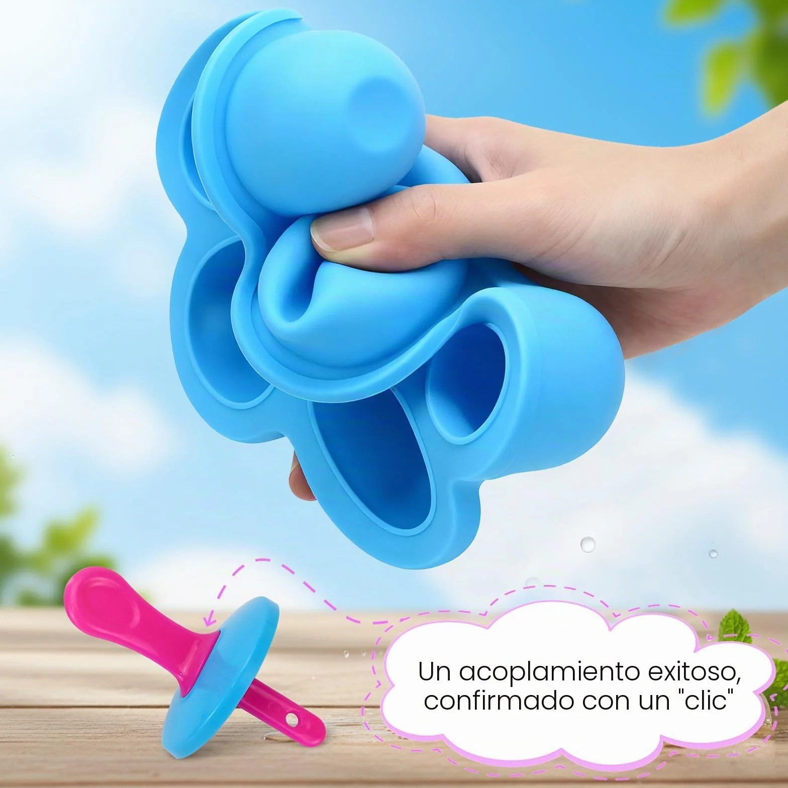 Molde Helados Silicona 7 Cavidades con Palo Sin BPA Apto Horno Lavavajillas Azul