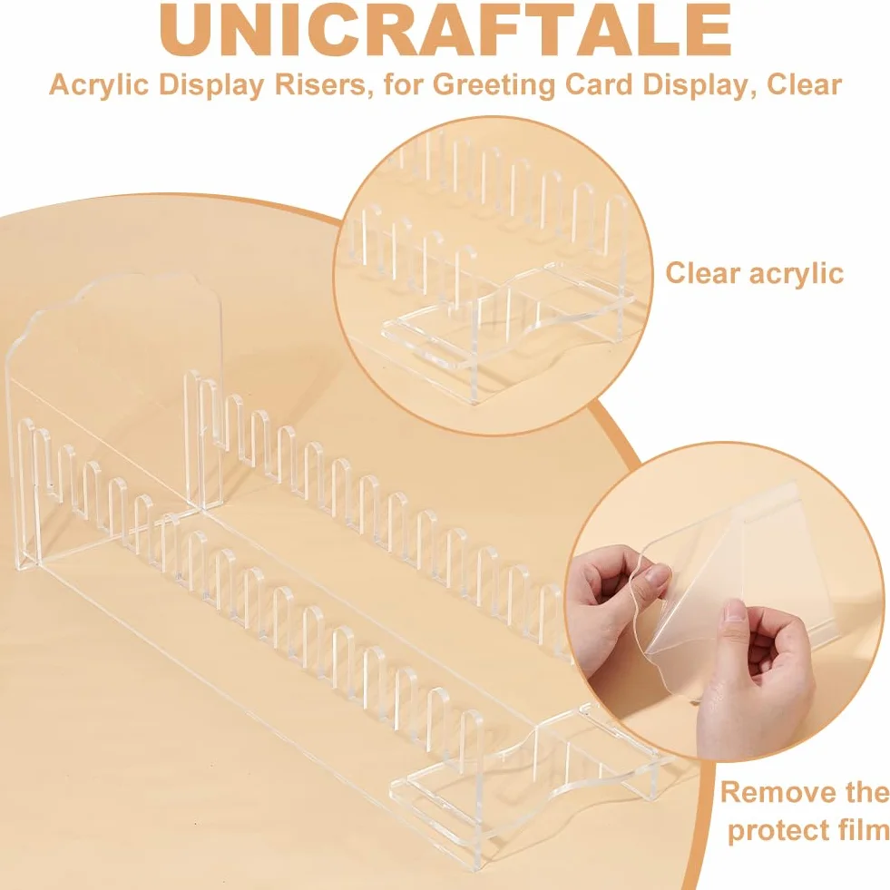 UNICRAFTALE 15 ranuras para tarjetas de felicitación navideñas pegatinas expositor acrílico expositor acrílico transparente organizador de tarjetas postales portátil para la presentación de tarjetas