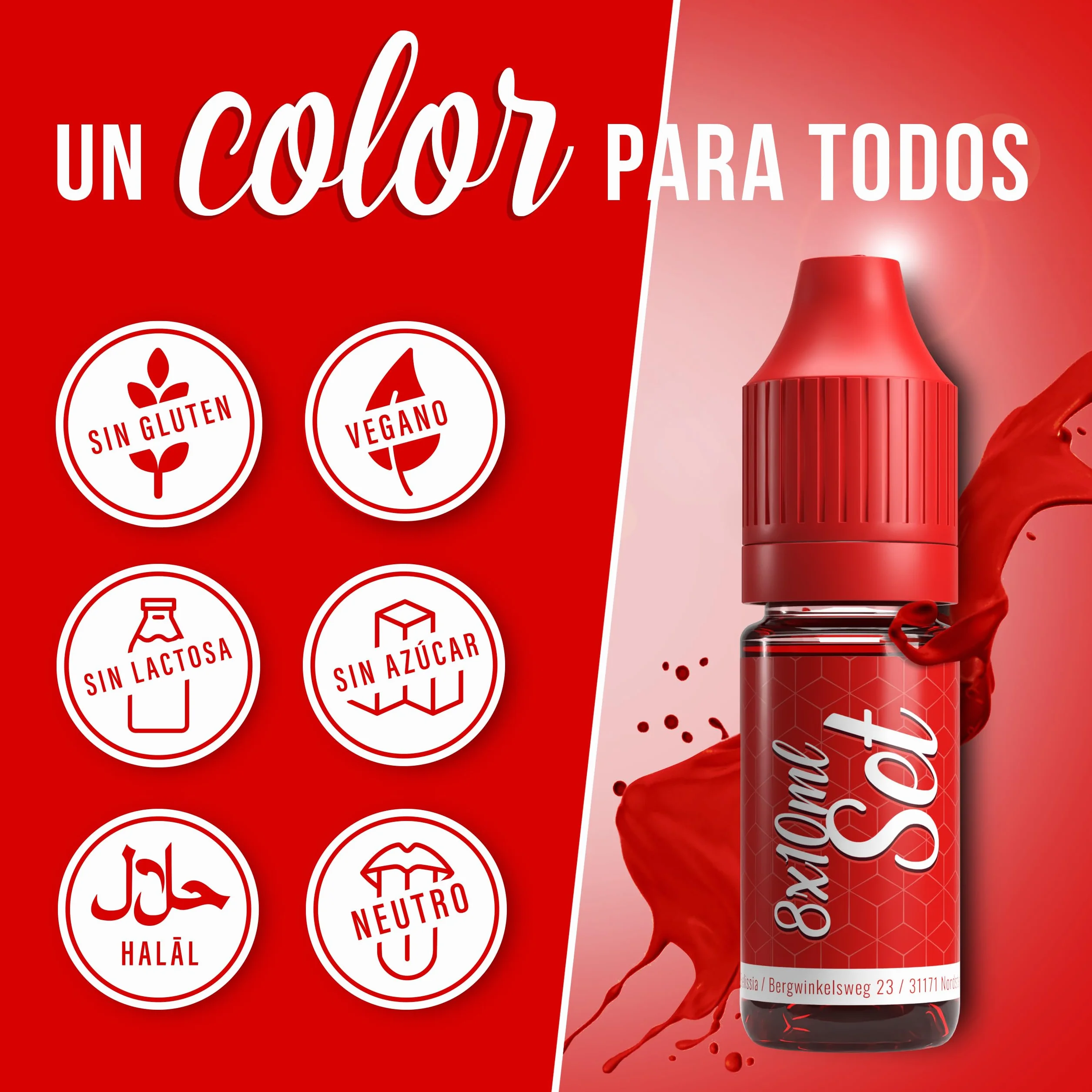 Belissia Colorante Alimentario Set 8x10ml Líquido Concentrado para Hornear, Cocinar, Fondant y Manualidades