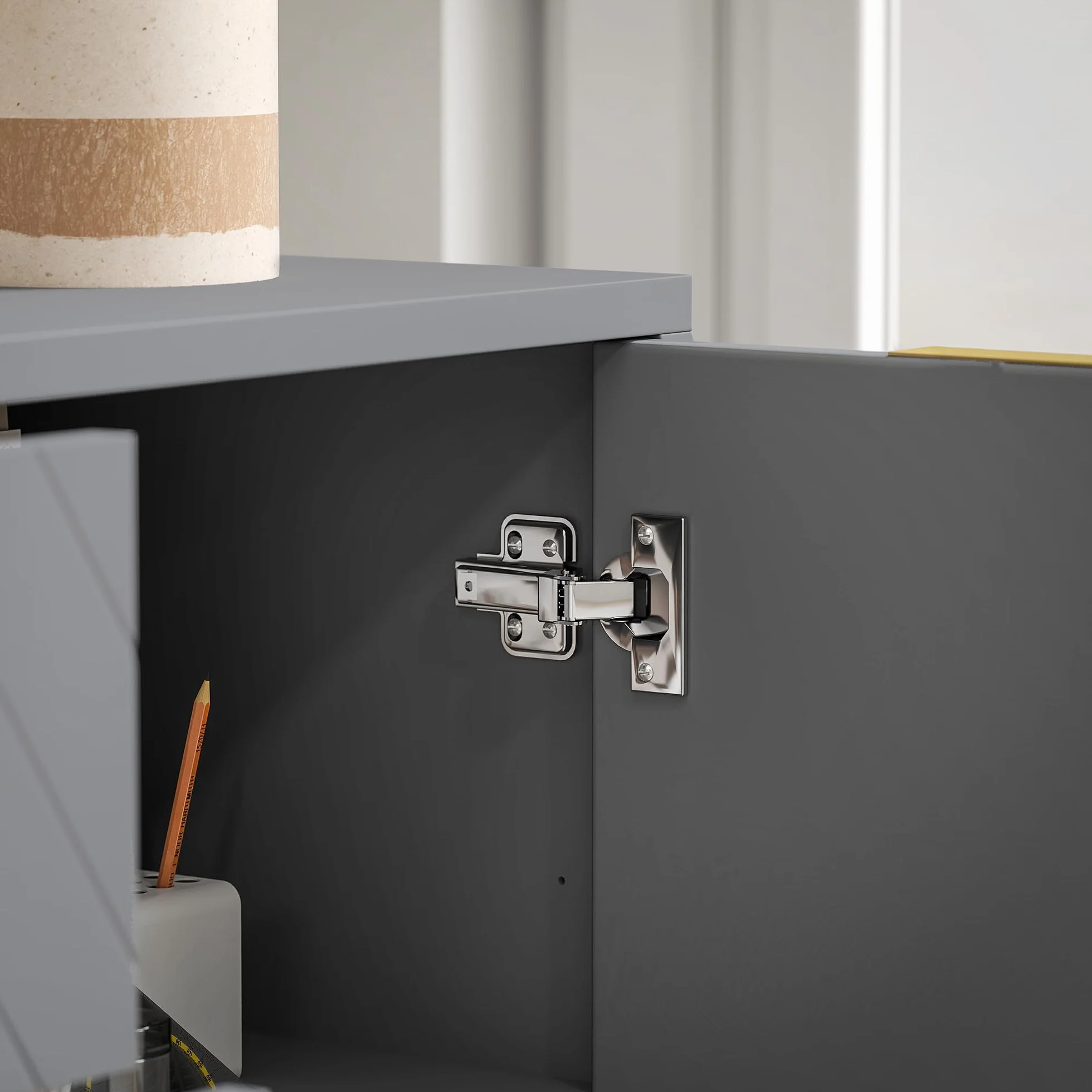 HOMCOM Aparador Moderno Aparador para Salón con 3 Cajones 2 Puertas y Estante Ajustable Mueble Auxiliar para Salón Cocina Antivuelco 120x40x76 cm Gris
