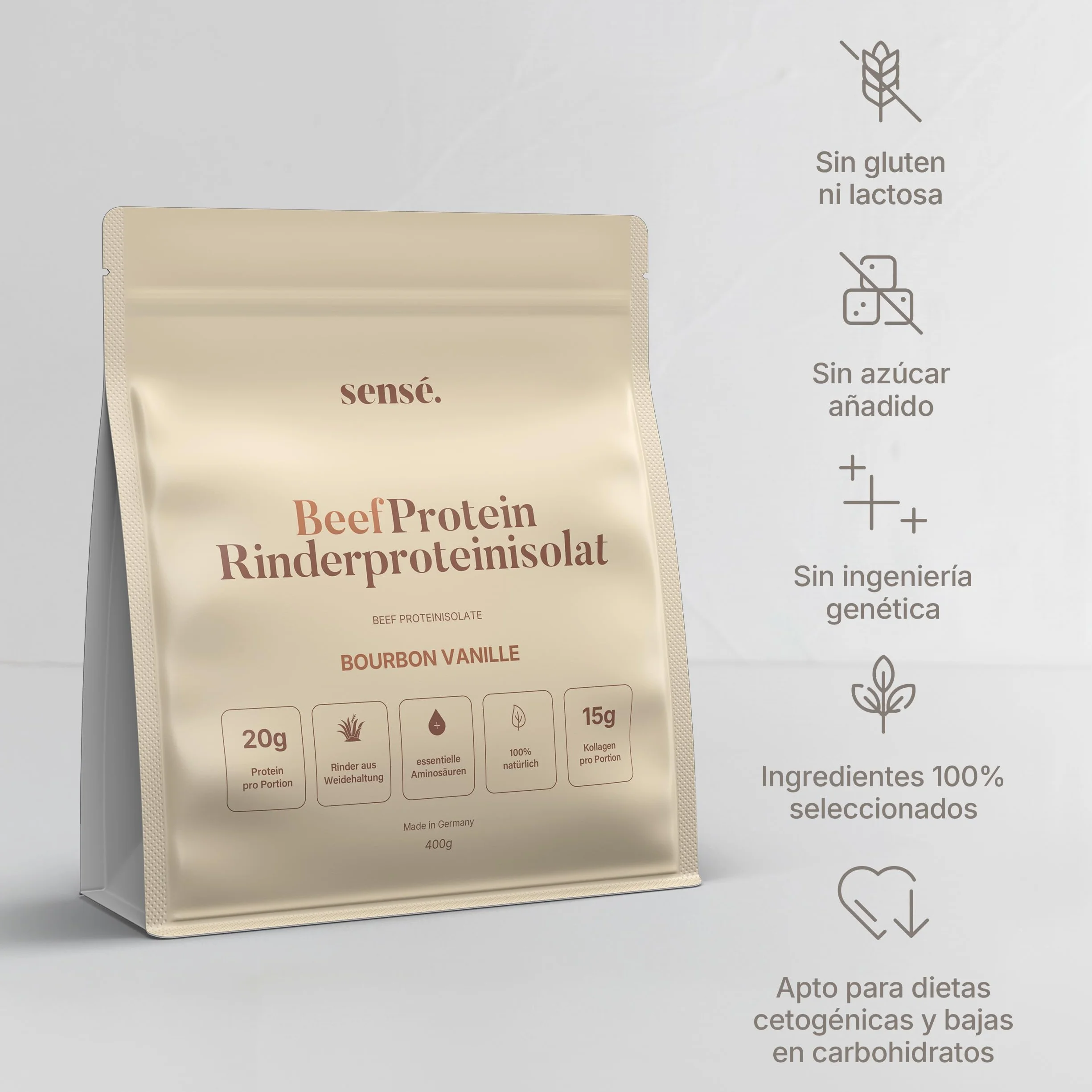 Polvo de caldo de huesos de ganado de pasto bioactivo 350 g colágeno tipo 1,2 y 3 alto contenido en proteínas
