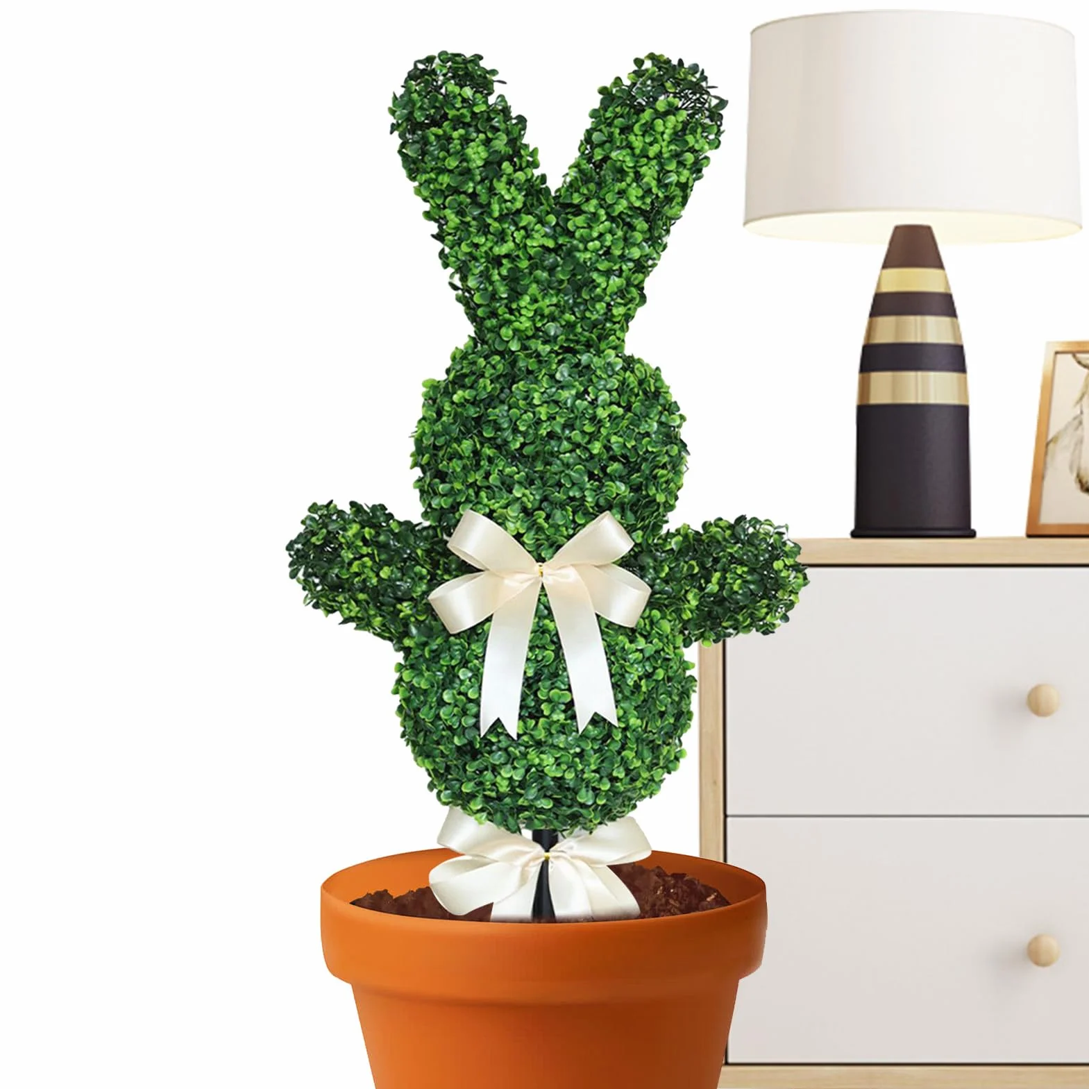 Topiario de Conejo Grande | Planta de de Pascua de 35.4 Pulgadas, topiario de de Conejo con estaca de Tierra, para Porche, jardín, Patio, césped, Patio, hogar, Lugar de Trabajo