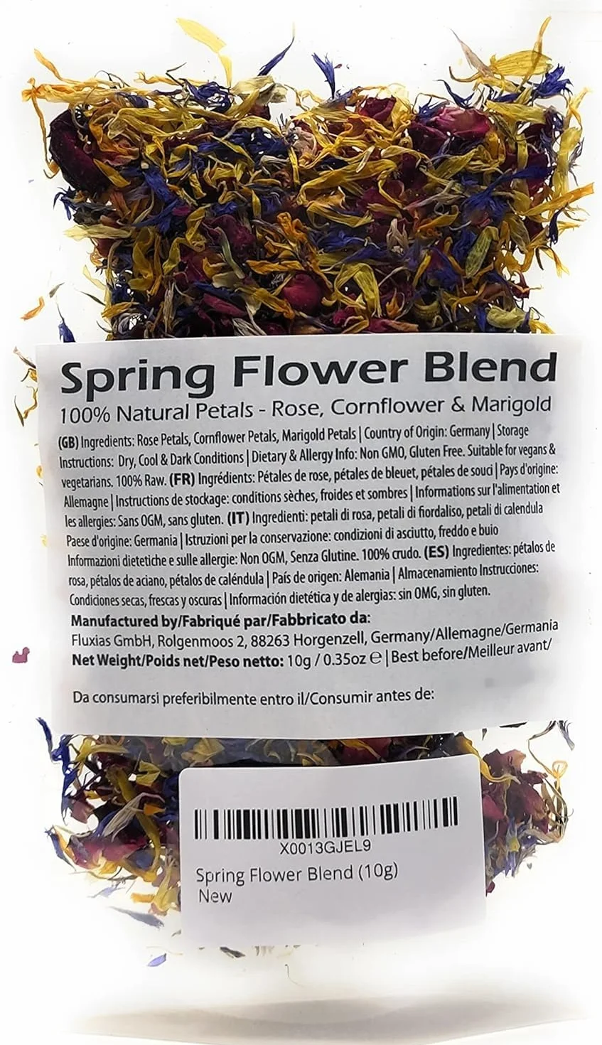 Mezcla De Flores De Primavera Rosa Comestible Aciano Caléndula Grado Culinario 10g