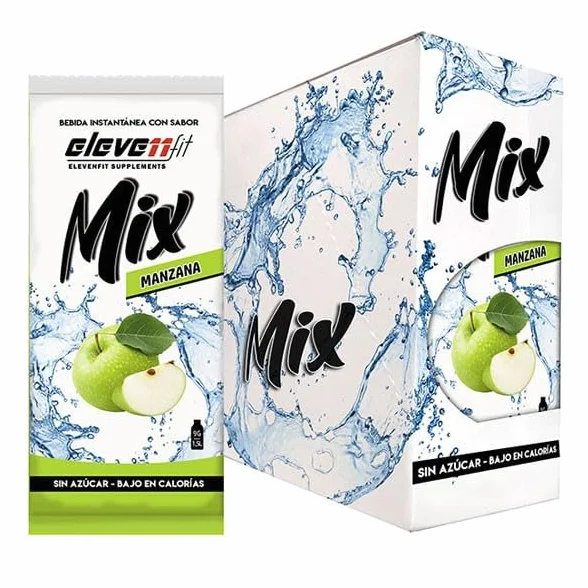 Eleven Fit Mix Instantáneo Sabor Manzana, 1.5L Bebida Saludable Sin Azúcar, Caja 24 Sobres
