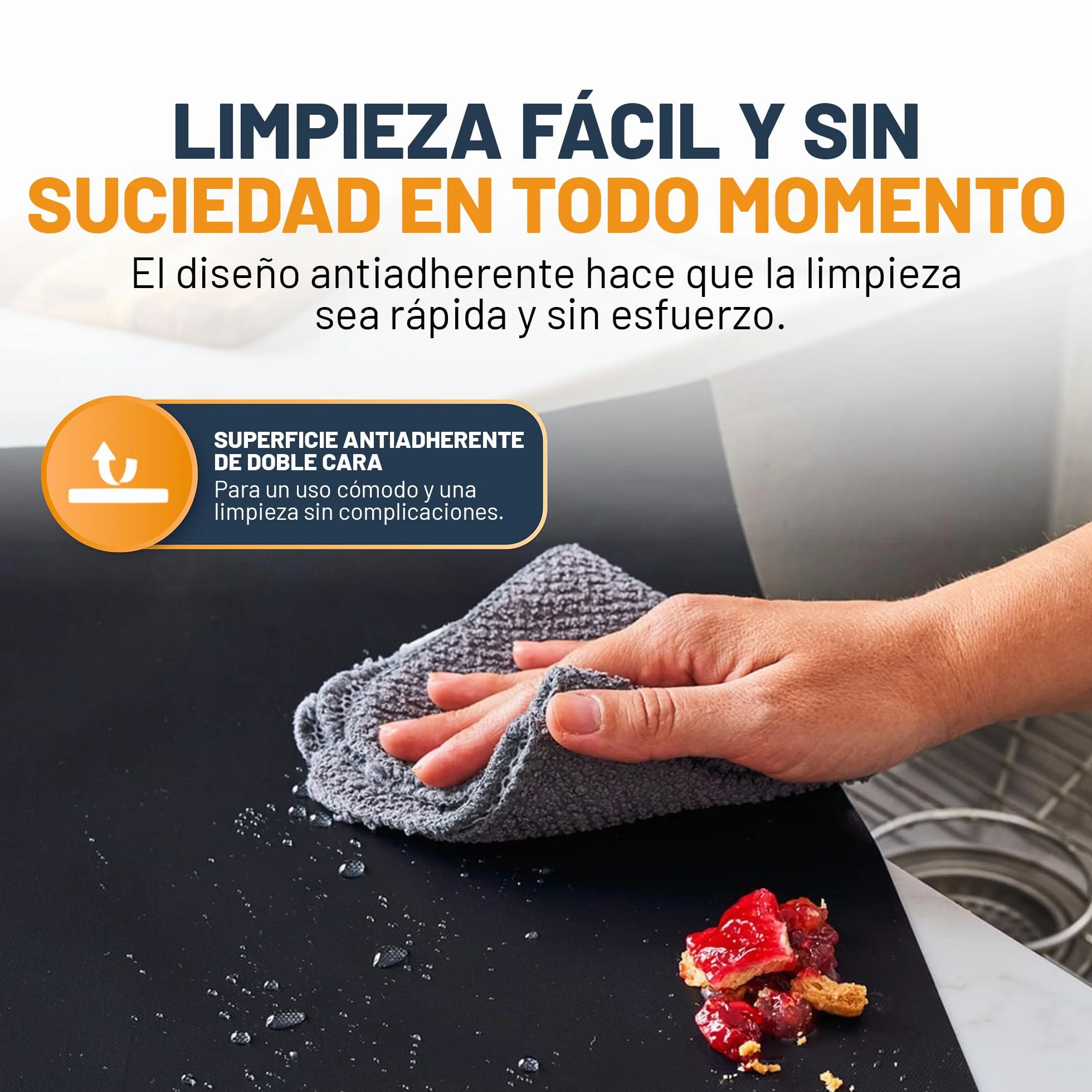 Linda's Essentials Protector Horno Interior Alfombrilla Reutilizable 32x50 cm Antiadherente Universal Fácil de Limpiar Negro