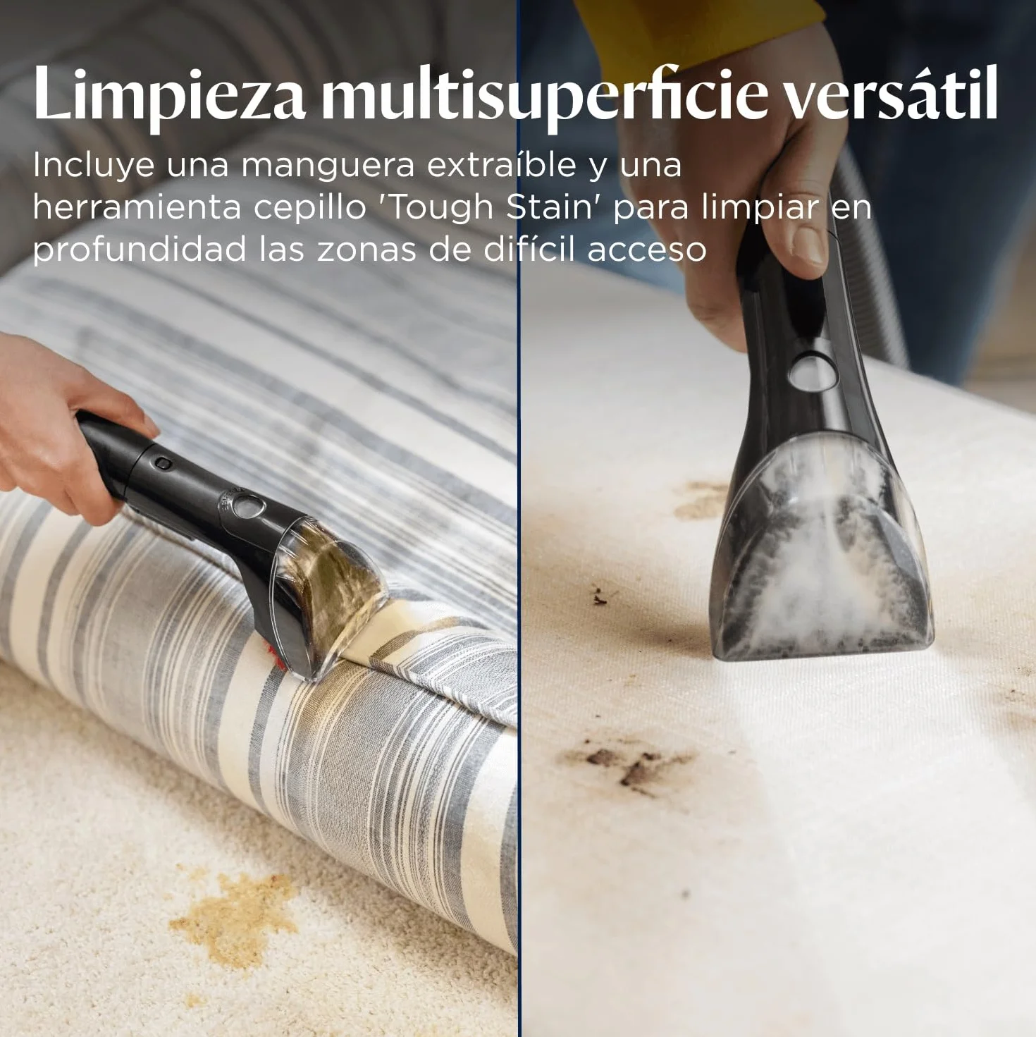 BISSELL PowerWash Compact Pet, Aspiradora de Agua Tapicería y Alfombras Compacto, Manchas y Olores Mascotas, Lava aspiradora Multisuperficie, Accesorios Desmontables, 600W, Portable, con Cable, 4058N