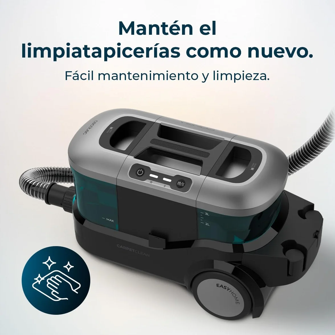Cecotec Limpiador Aspirador de Tapicerías y Alfombras, Aspiradora de Trineo Conga CarpetClean 10000 EasyHome. 800W, Depósito de Agua Limpia 3L y Agua Sucia 1,5L, Multisuperficie, Kit Accesorios