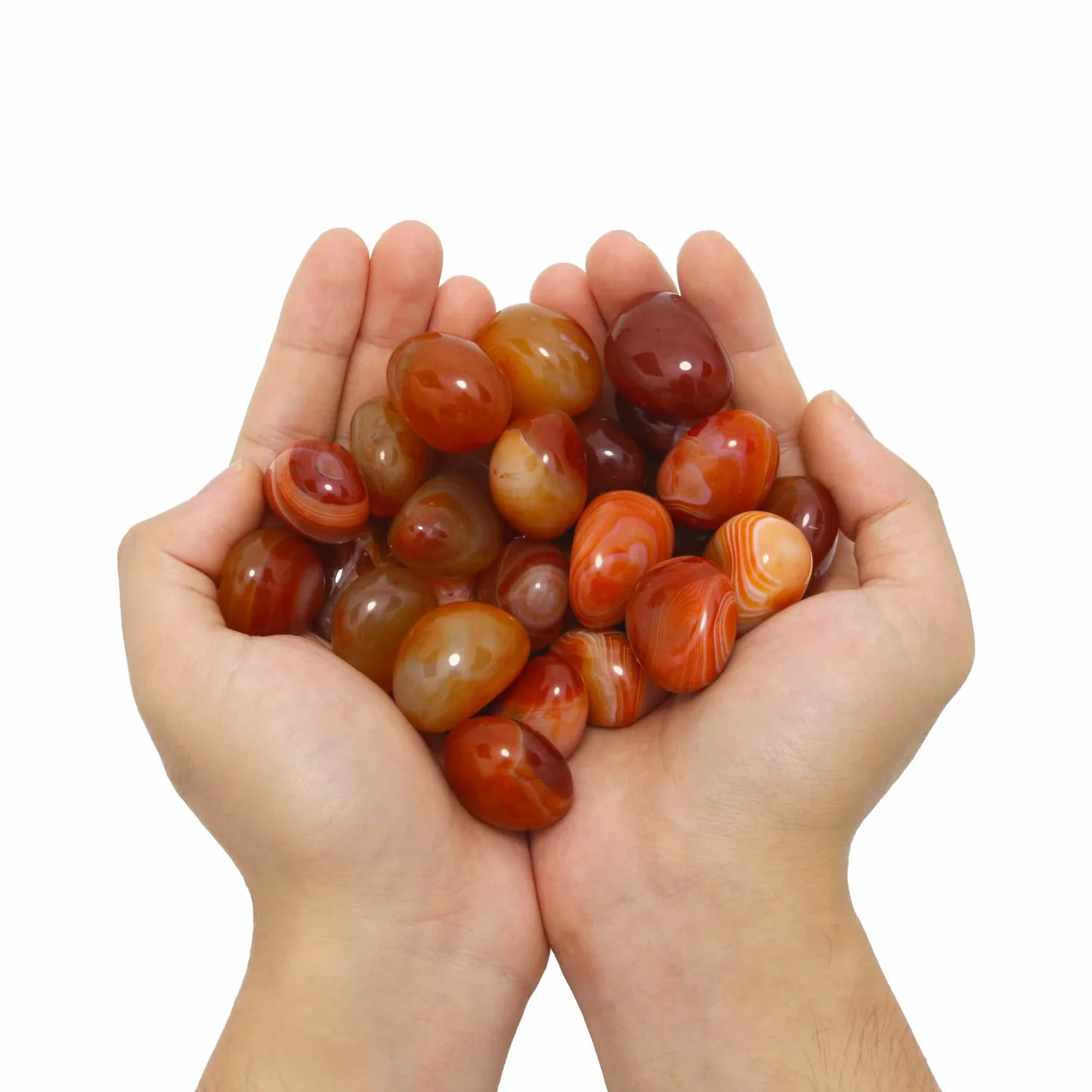 Piedras naturales de carneliano pulidas y rodadas, cristales y piedras curativas de cuarzo a granel para wicca, reiki, energía curativa, piedras de chakra, suministros de brujería (10 piezas)