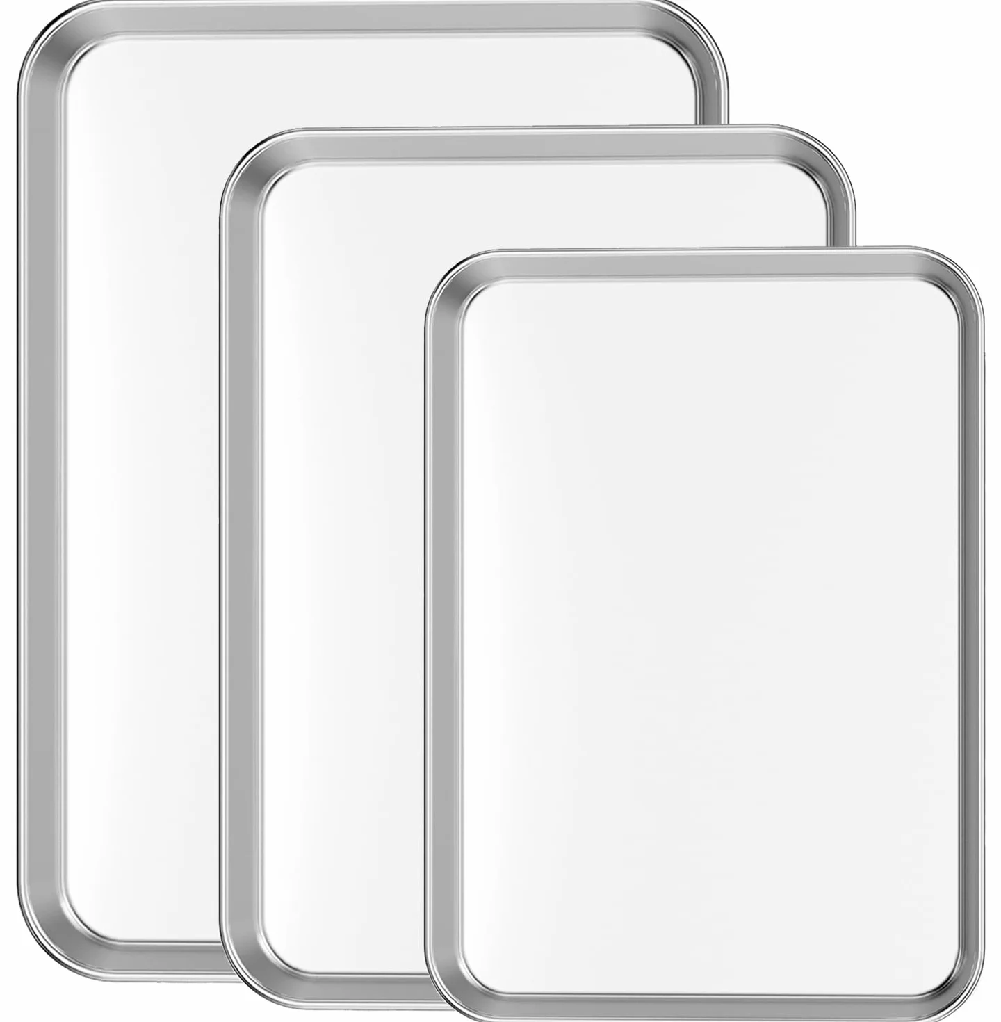 Bandeja para hornear galletas, bandeja de horno de acero inoxidable para hornear, 16 pulgadas, grado comercial, profesional, saludable y no tóxico, acabado espejo y resistente al óxido, fácil