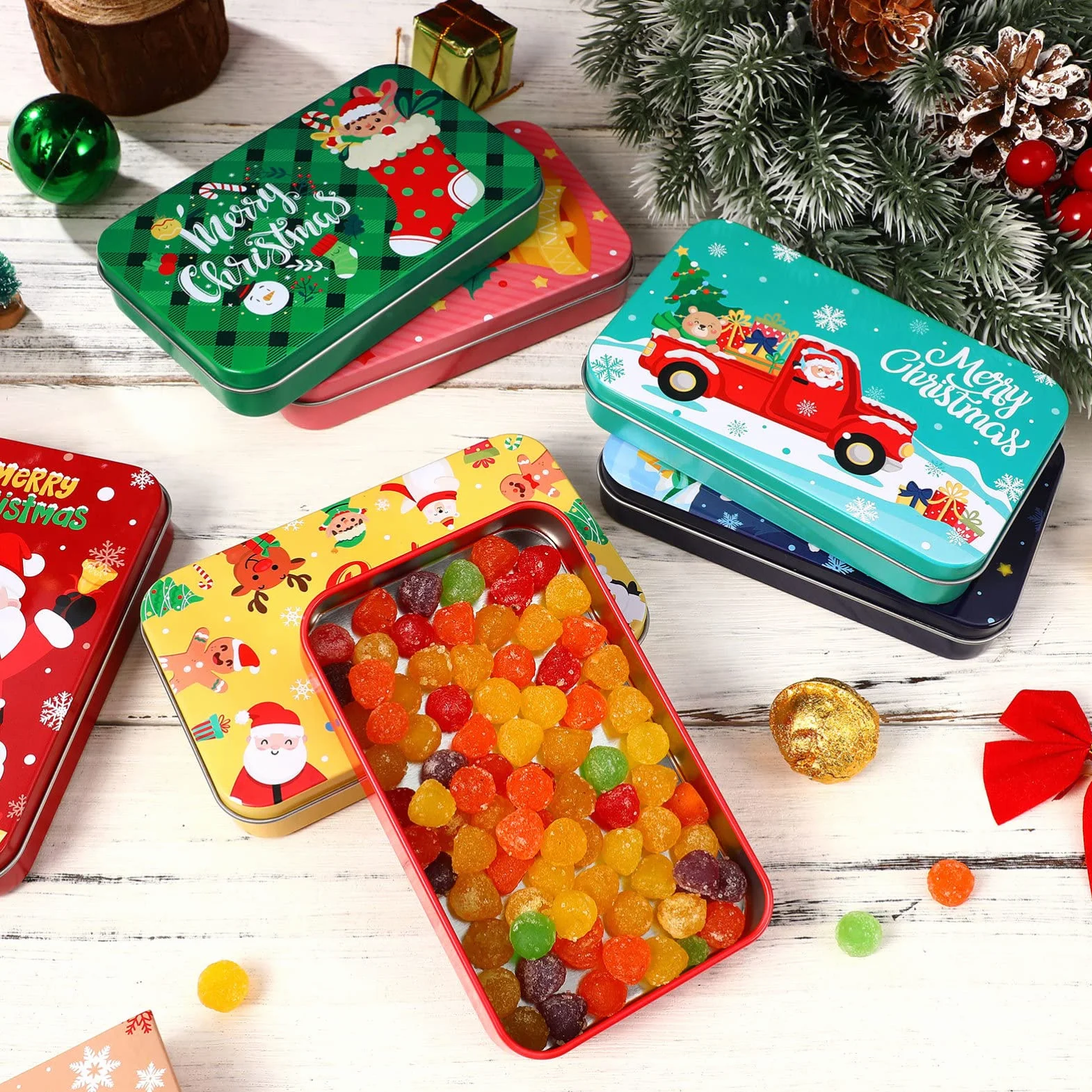 Cabilock 8 botes de galletas navideñas: soporte para tarjetas de de Navidad, gran embalaje para o de dinero