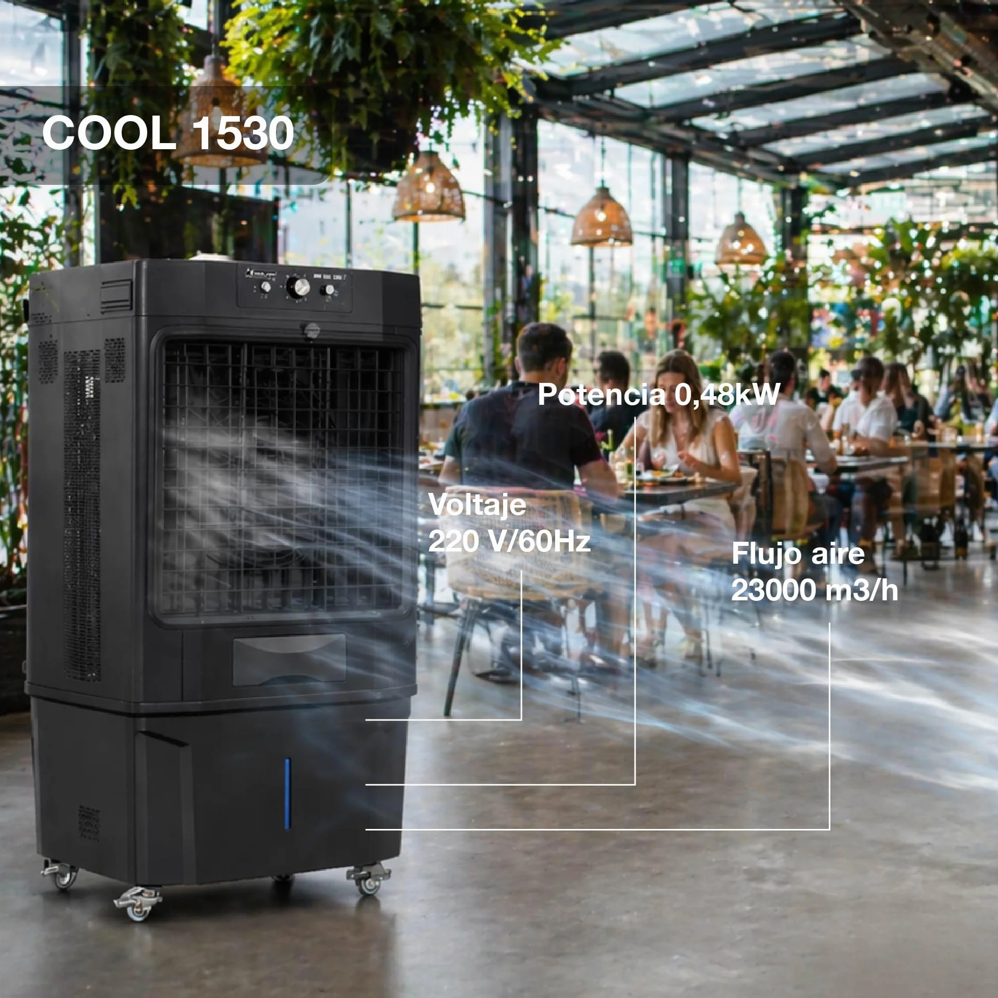 GARLAND COOL 1530 Climatizador Evaporativo 480W 23000 m³/h 80L | Enfriador Evaporativo 480W 23000 m³/h 340 m²