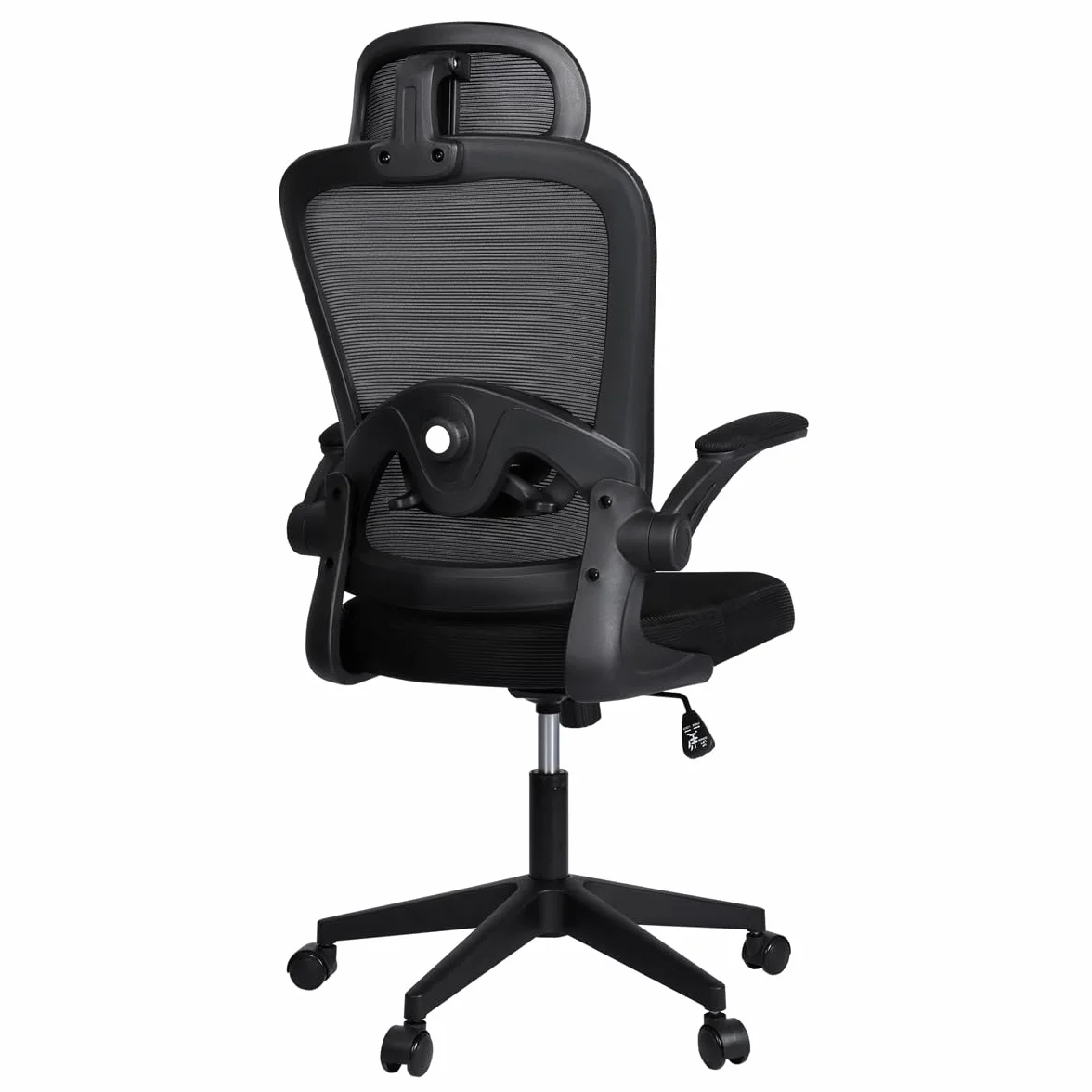 Silla de Oficina Ergonómica Giratoria con Ruedas, Malla Transpirable, Reposacabezas y Apoyabrazos Ajustable