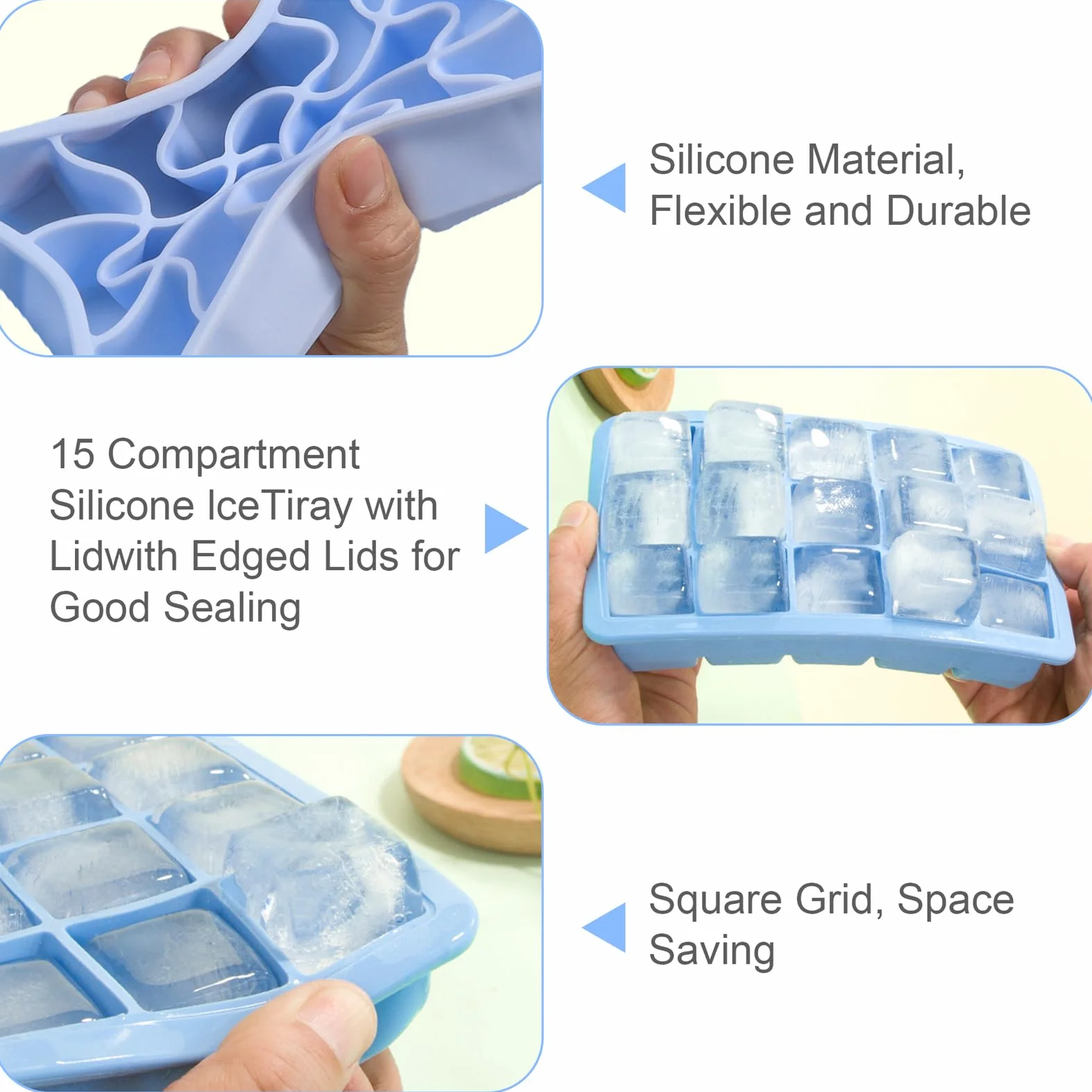 Cubitera de Silicona 45 Compartimentos 3.5 cm sin BPA Rosa Azul Morado