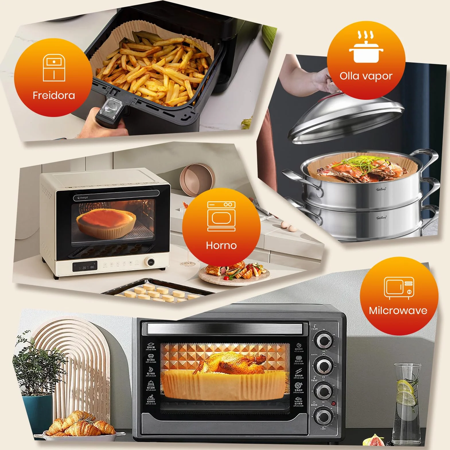 300 Piezas Papel Freidora de Aire 5-8L, 20-24CM Papel Air Fryer Cuadrado, Desechable Antiadherente para Horno Microondas, Perfecto para COSORI Cecotec 5,5 6L