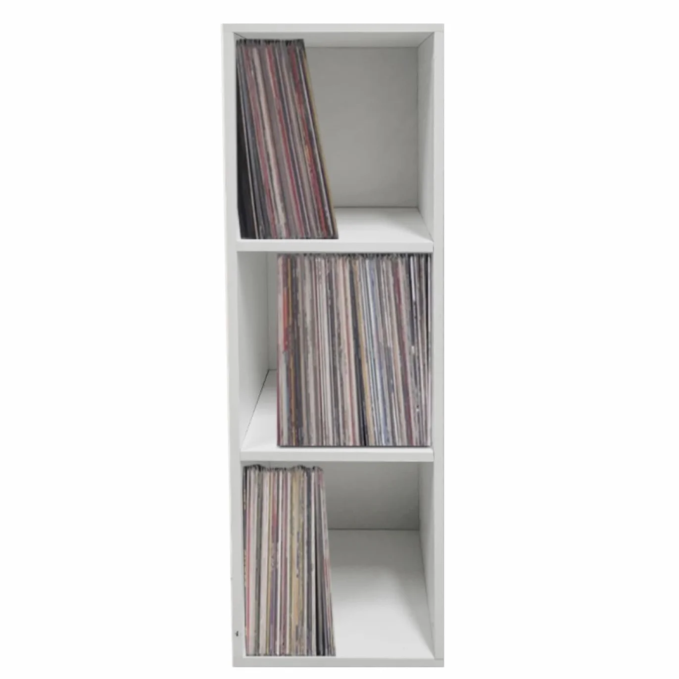 Mueble de almacenamiento de vinilo LP 3 compartimentos blanco