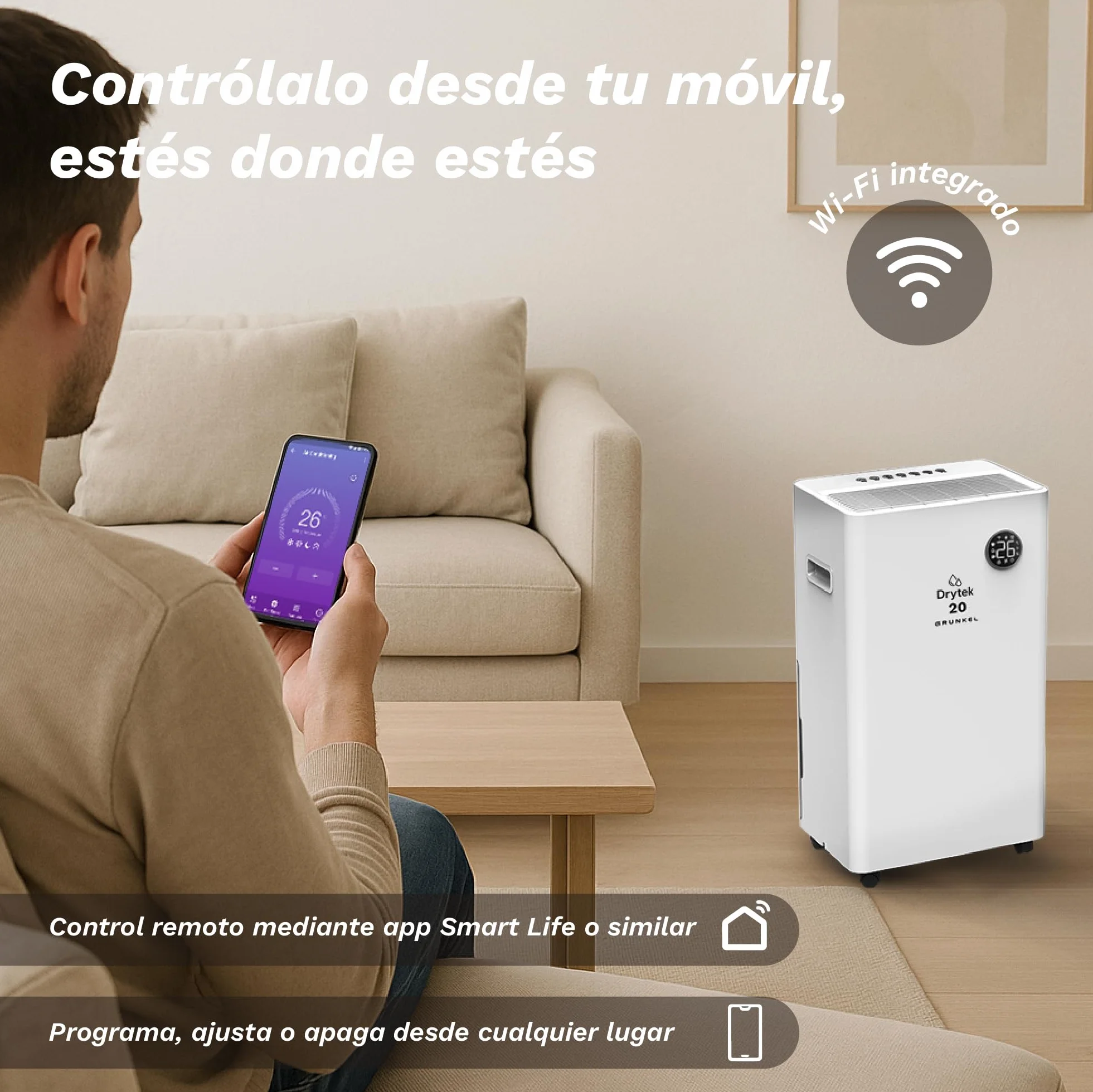 Deshumidificador GRUNKEL DH-20DT 20L/día Wi-Fi Integrado App R290