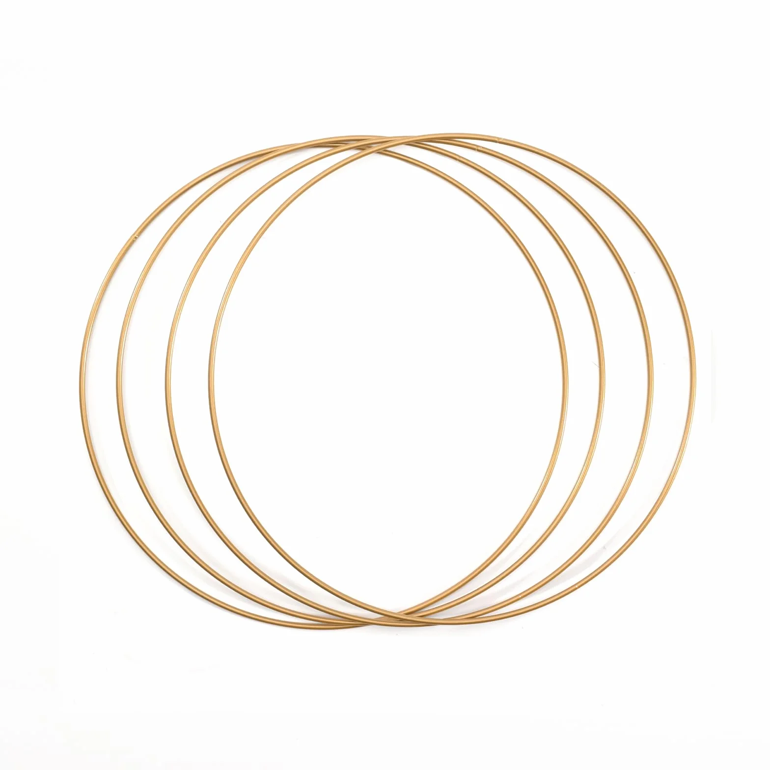 Vaessen Creative Anillos de Metal para Manualidades, Oro, 4 Piezas, 25 cm x 3 mm, Aro Atrapasueños, Anillo de Guirnalda para Tapiz de Macramé, Ganchillo, Decoraciones Nupciales y Más