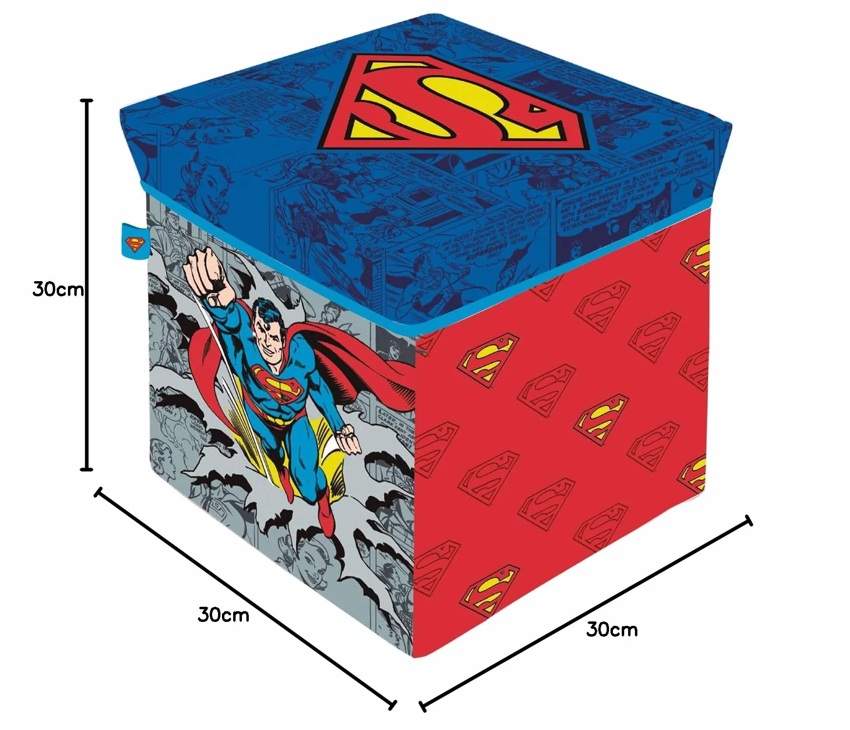 ARDITEX Caja con Tapa Superman Cubo de Tela Guardatodo 30x30x30 cm Asiento Infantil