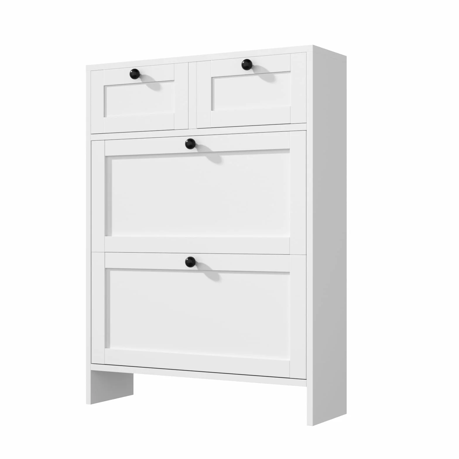 VOWNER Zapatero Estrecho, 2 Puertas, Zapatero Entrada Recibidor, 80 x 24 x 110 cm (Largo x Ancho x Alto), para Entrada Estrecha, Pasillo (Blanco)