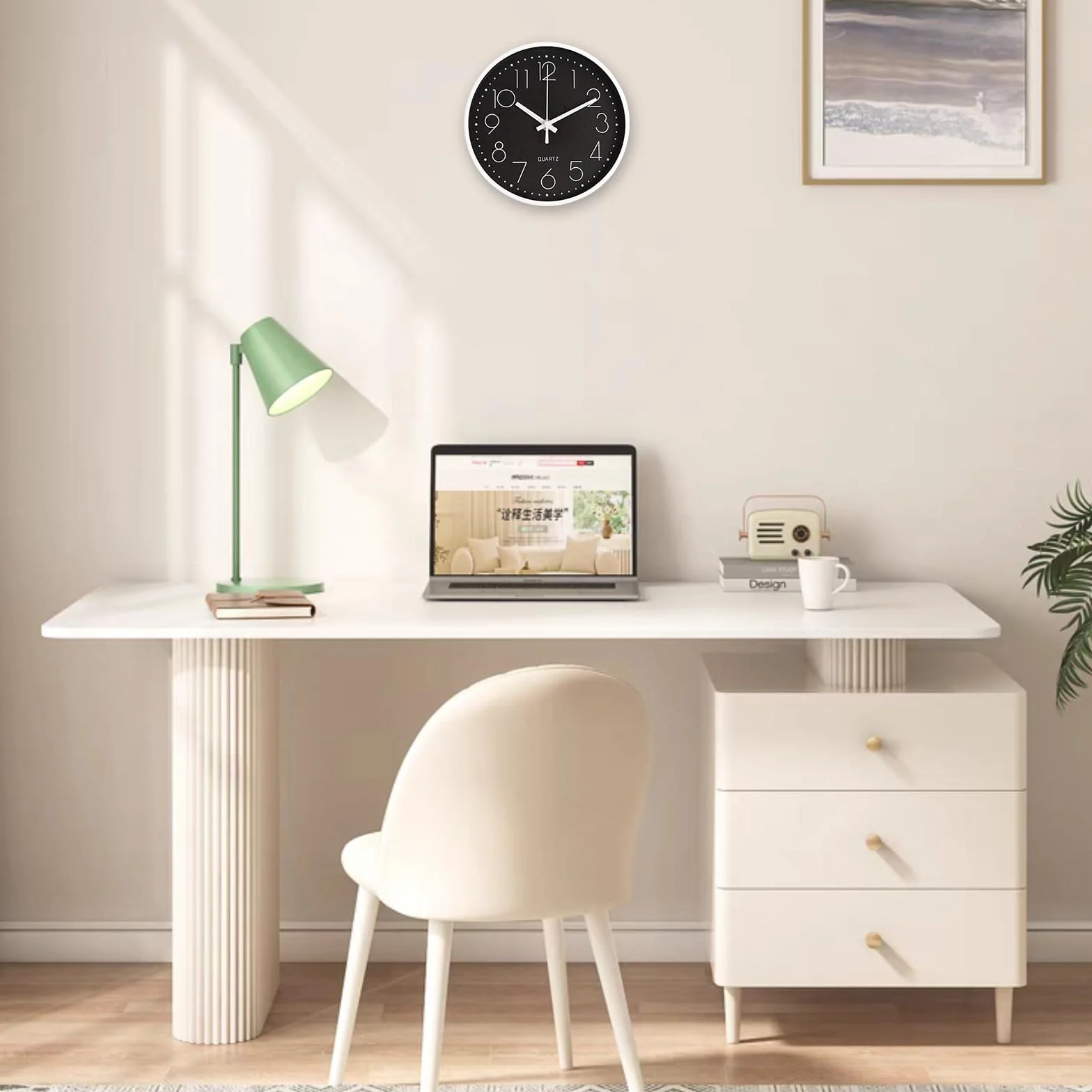 CIMOYBAI Reloj de pared negro moderno de 20 cm, silencioso, sin ruido de tictac, adecuado para oficina, salón, cocina, escuela, habitación infantil