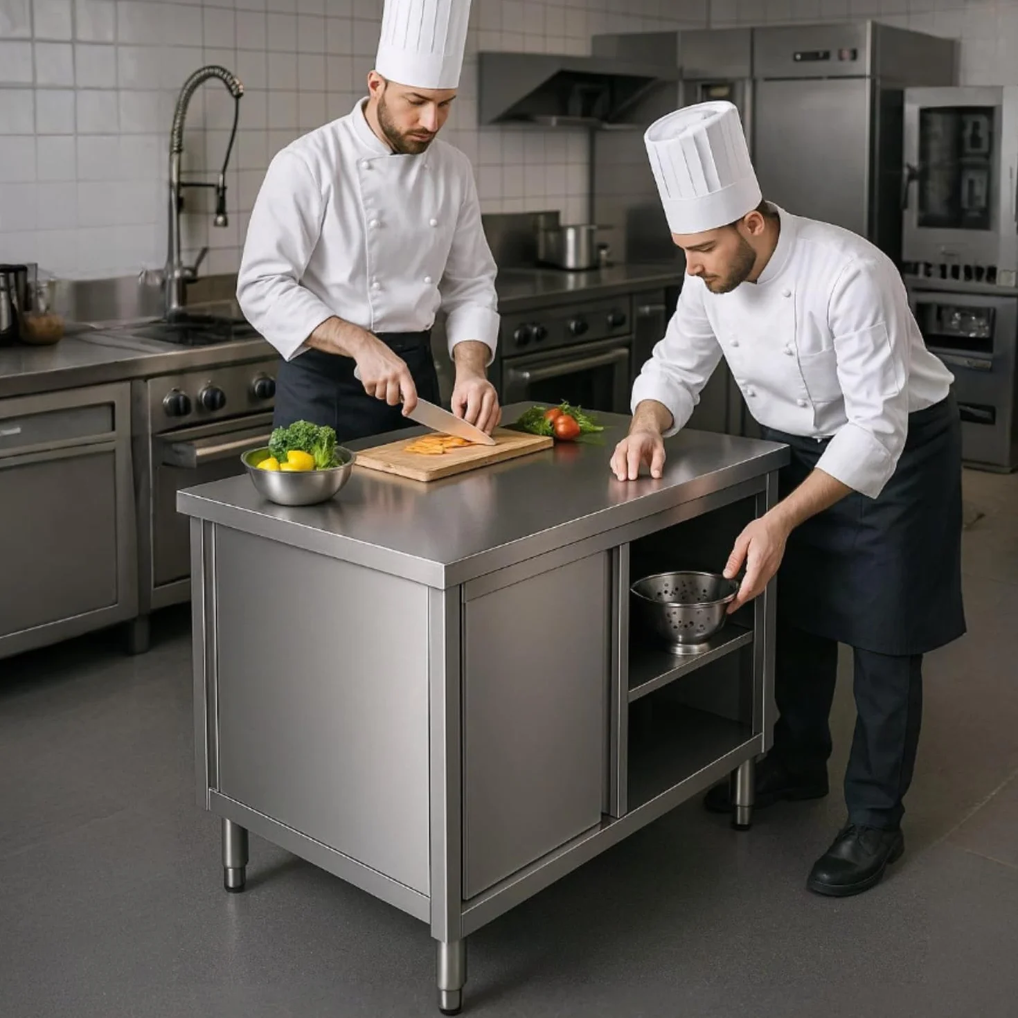 Genérico Mueble Neutro Inox Central 1000x700x855 mm - Puertas correderas - Cocina Profesional