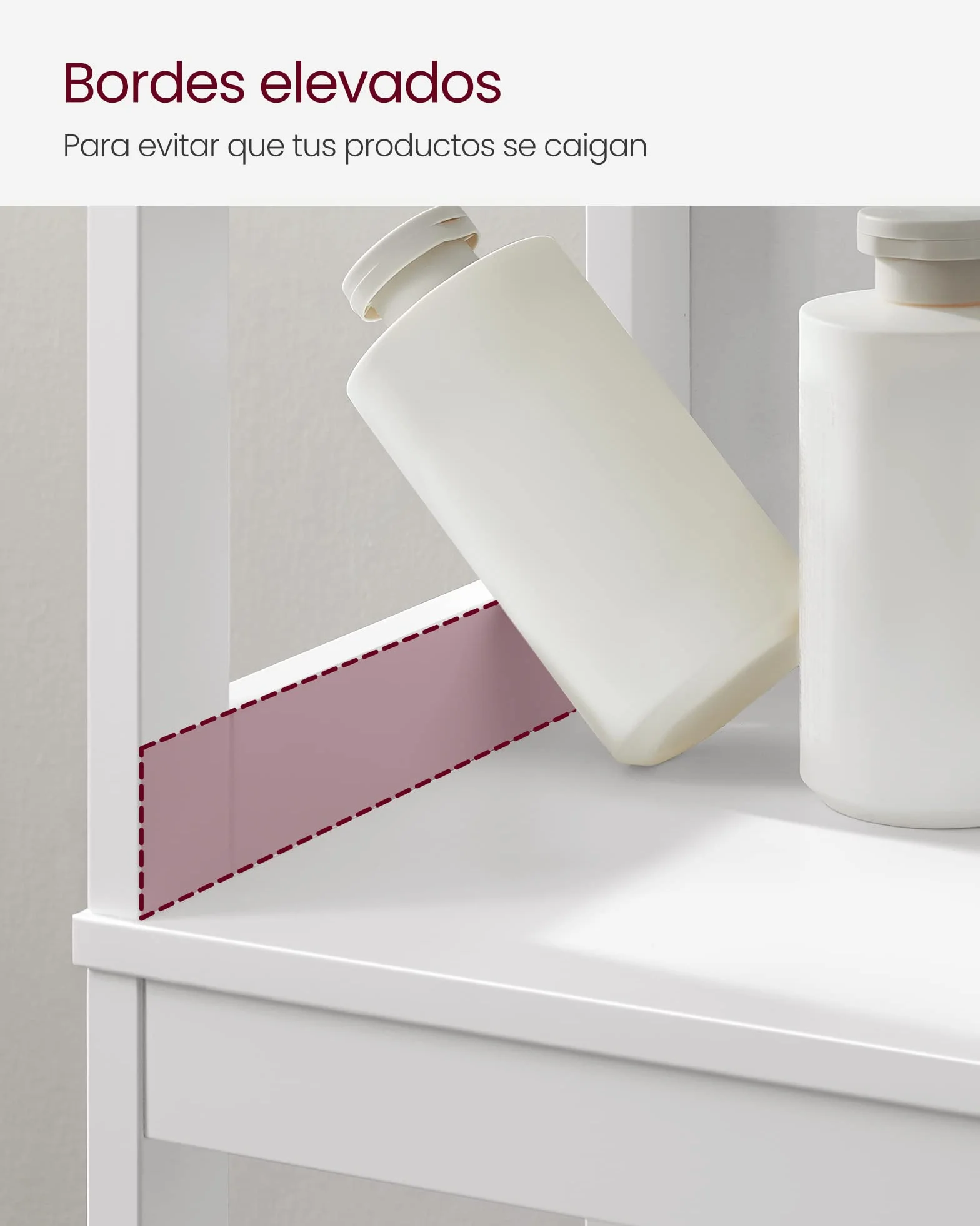 VASAGLE Mueble de Baño Armario Independiente Cómoda 2 Cajones 3 Compartimentos Blanco BBC66WT