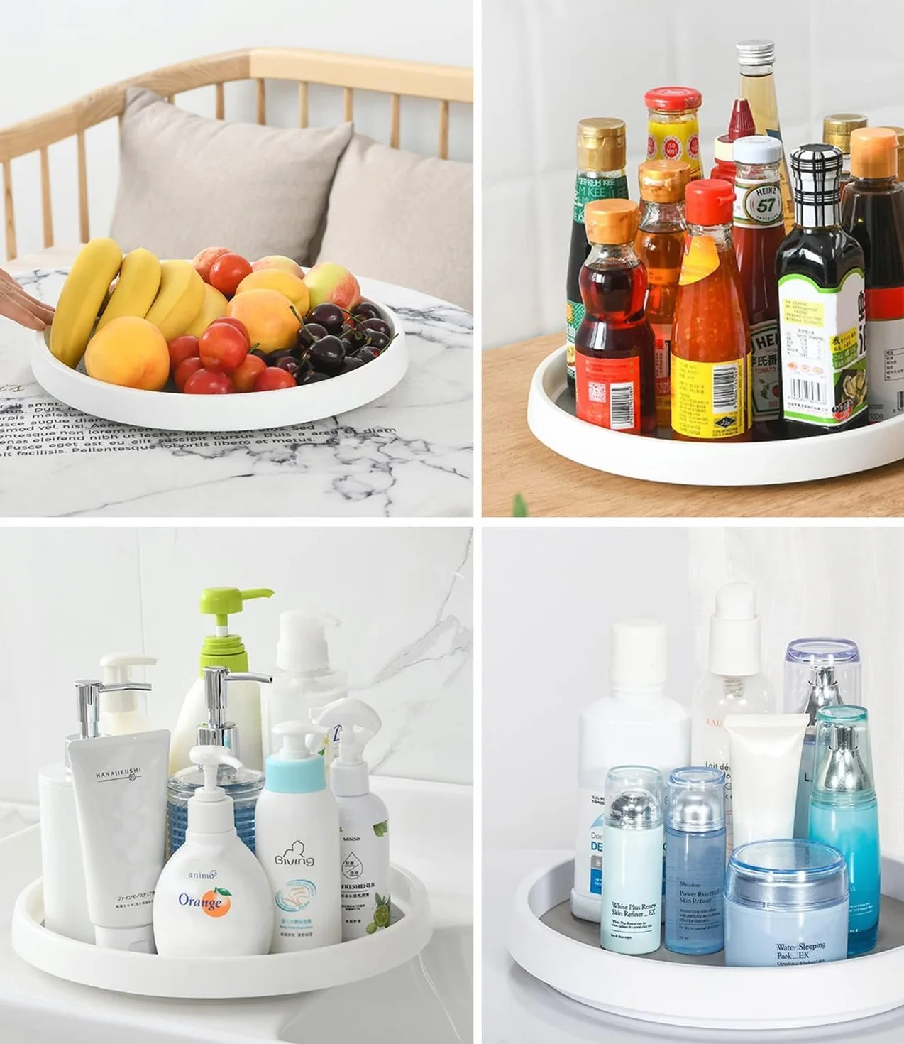2PCS Organizador Cocina, Especieros para Cocina, Especiero Giratorio, Organizador Especias, Bandeja Giratoria, Giratorio para condimentos para Botellas, Frutas, Cosmético, Armario, Despensa(30cm)