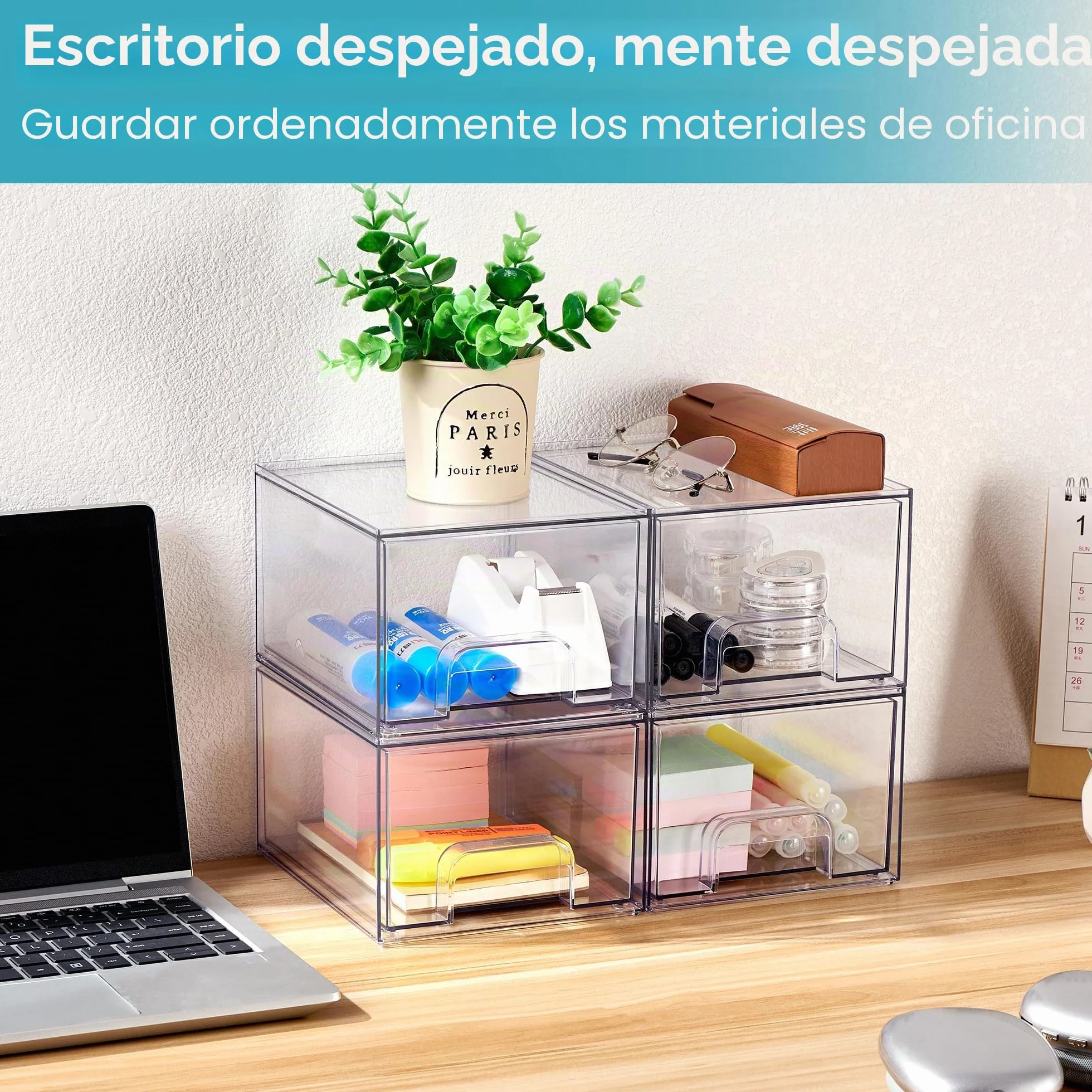 Vtopmart Cajones Apilables de Almacenamiento de Maquillaje, Organizadores de Baño de Acrílico