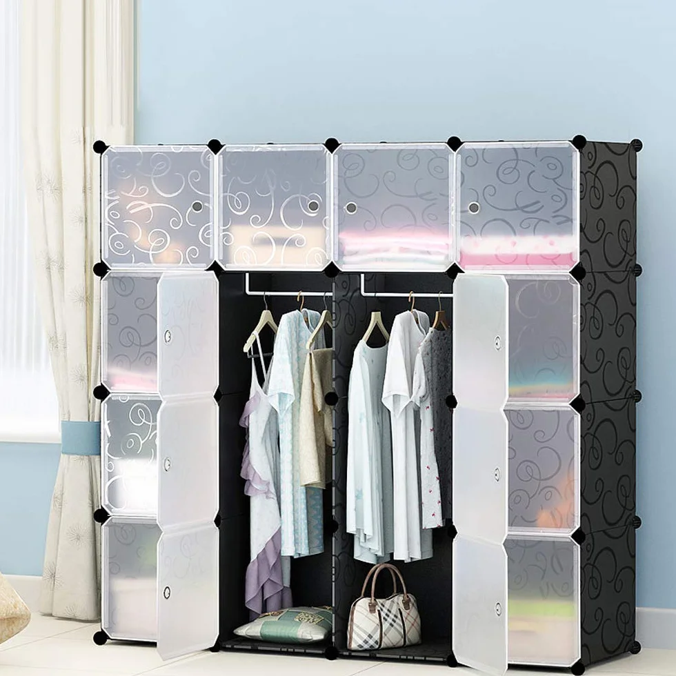 Eulenke Armario de Cubos de plástico Resistente 20 Cubos 2 Barras Ropa 12 Puertas 10kg por Cubo