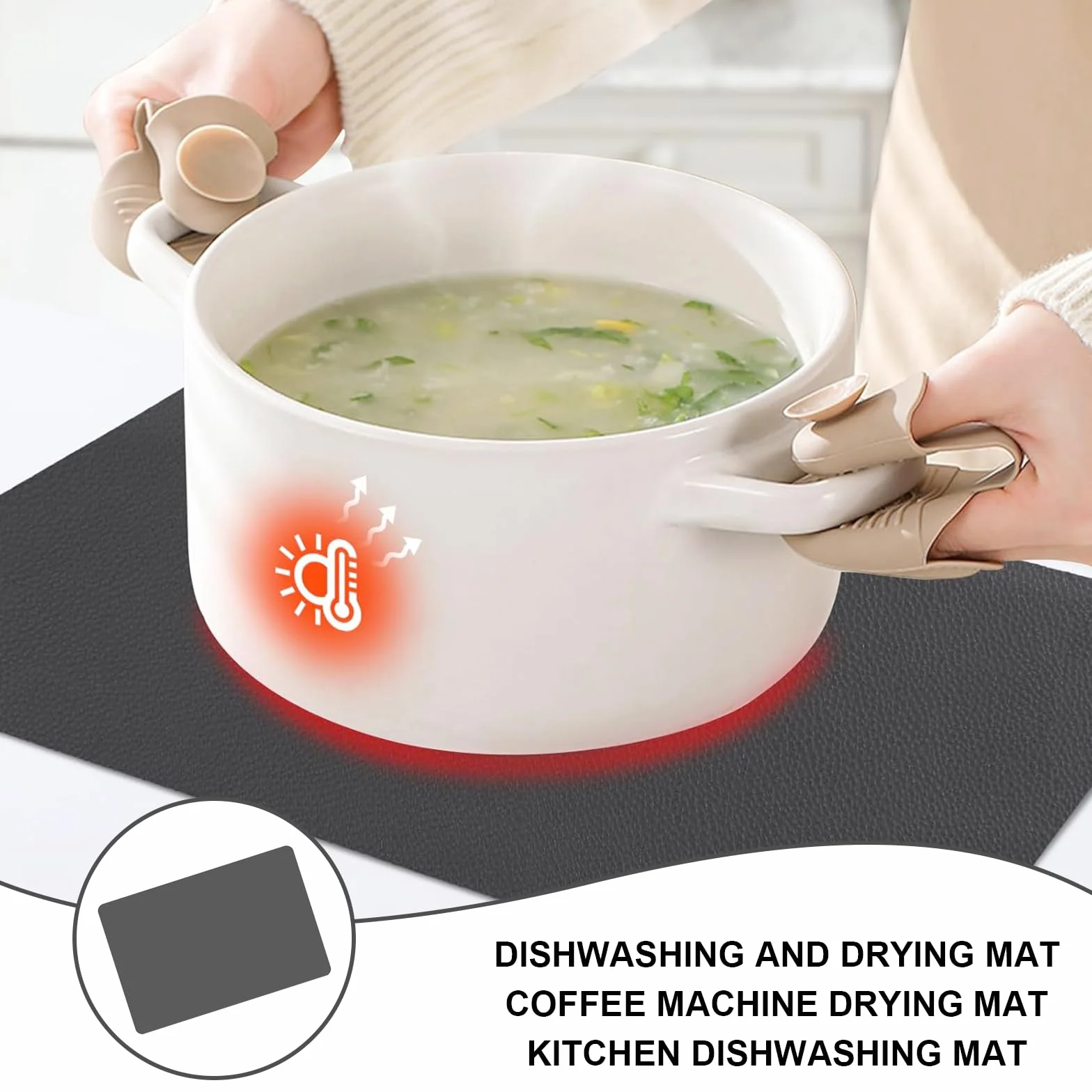Alfombrilla Cafetera Alfombrilla Escurreplatos con Fondo Antideslizante Estera para Máquina de Café Escurreplatos Protector de Encimera, para Mostrador de Cocina (Gris oscuro, 50cm*40cm)