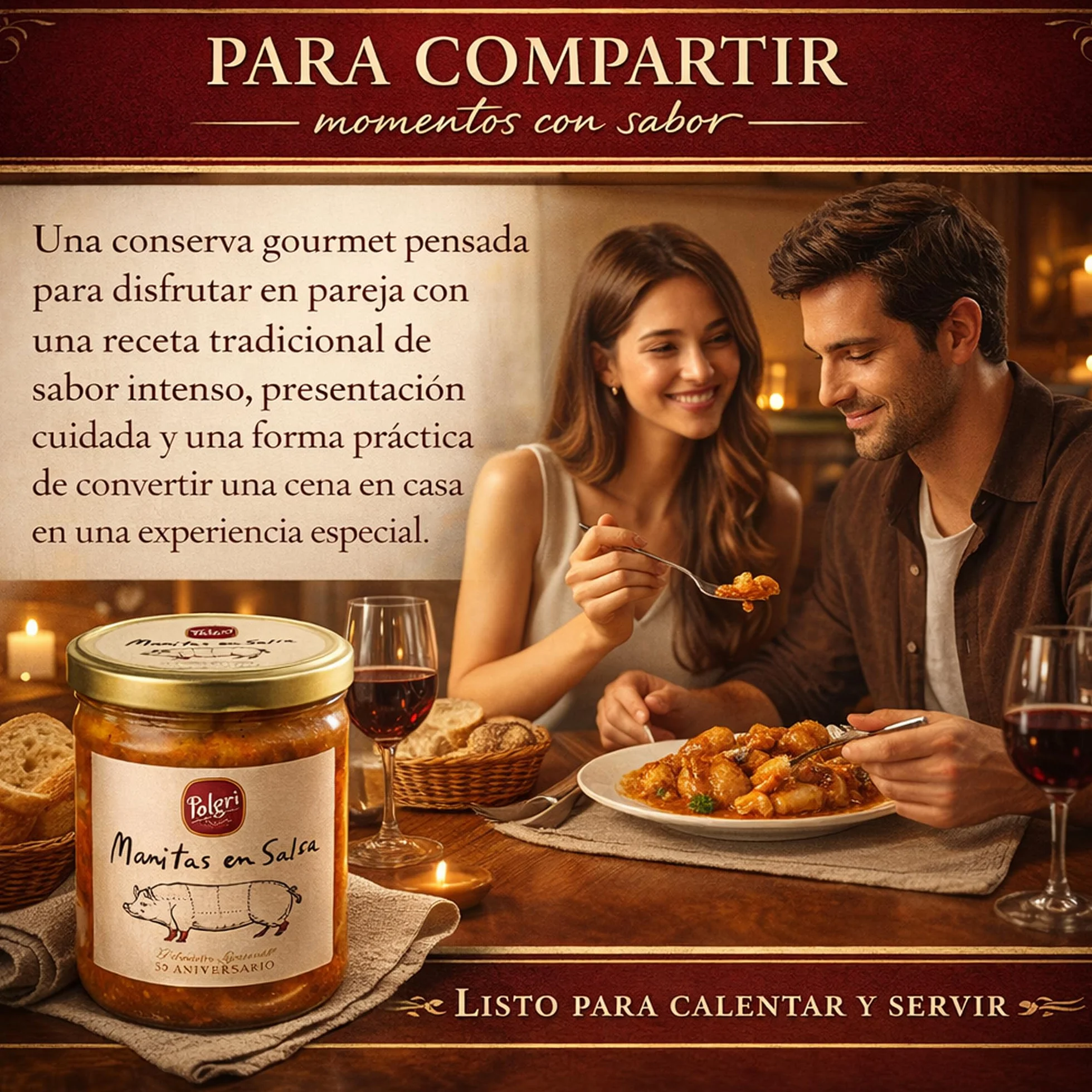 POLGRI Manitas de Cerdo en Salsa Conserva Gourmet 850 ml Plato Preparado