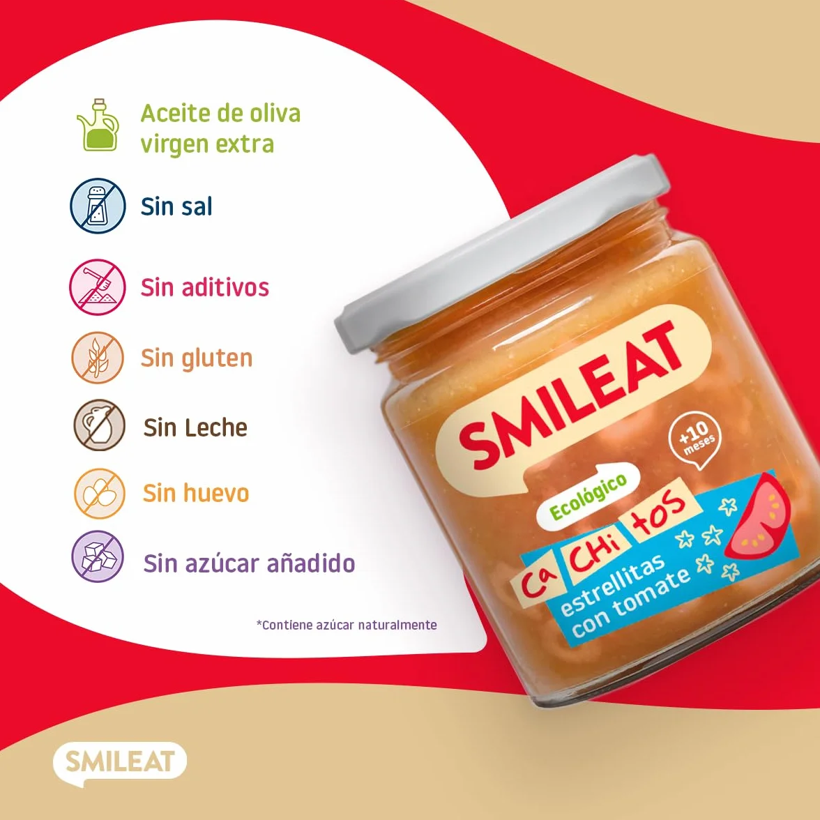 Smileat Tarrito de Ca-Chi-Tos de Estrellitas con Tomate Ecológico 230g