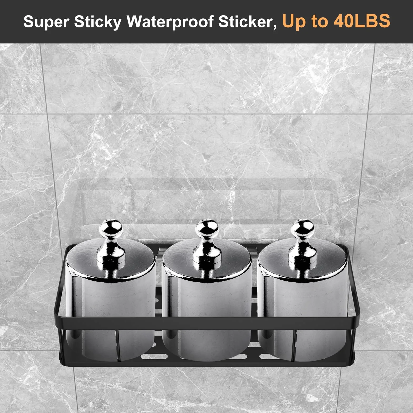 Estantería Baño 2 Piezas Resistente Agua Óxido Sin Taladro Organizador Ducha Champú Gel Negro