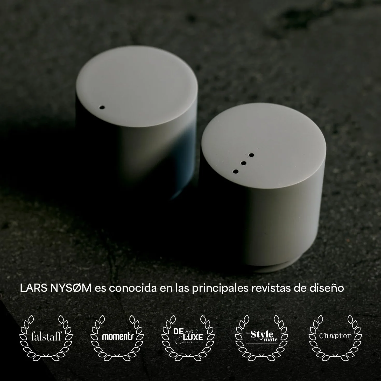 LARS NYSØM Juego de Salero y Pimentero Acero Inoxidable Sage Green
