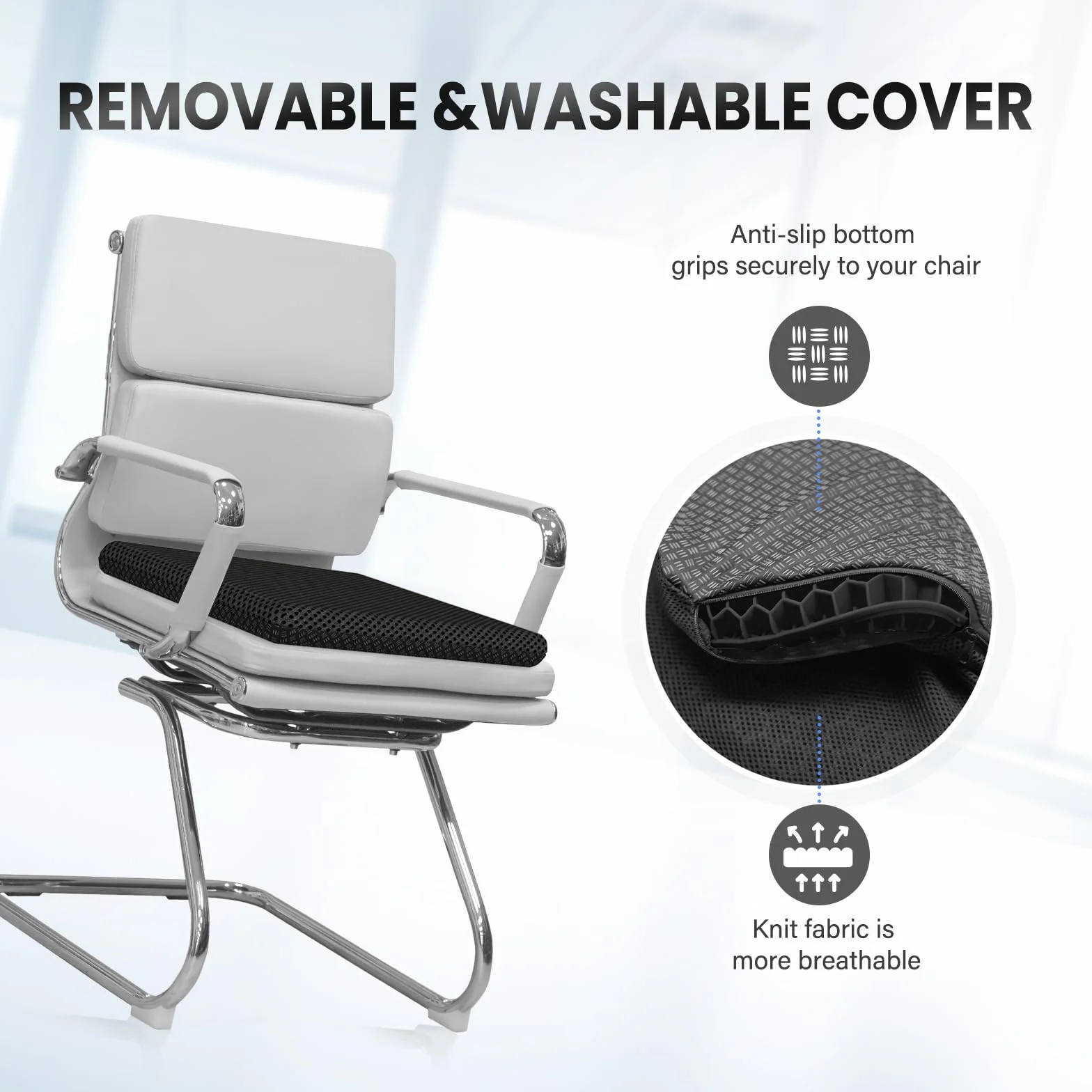 Cojin de Gel Grueso Antiescaras Antideslizante Transpirable para Silla Oficina Coche Hogar