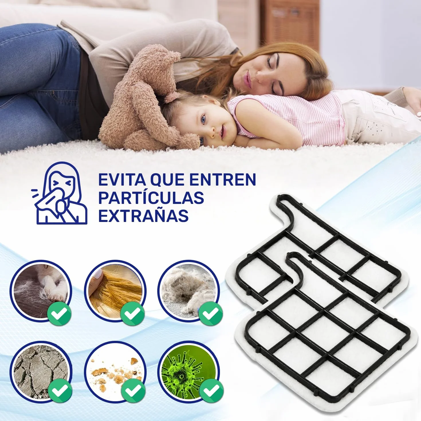 2 Piezas Filtro Aspiradora para Proteger Motor para Vorwerk Kobold VK135 VK136 - MONTERAL
