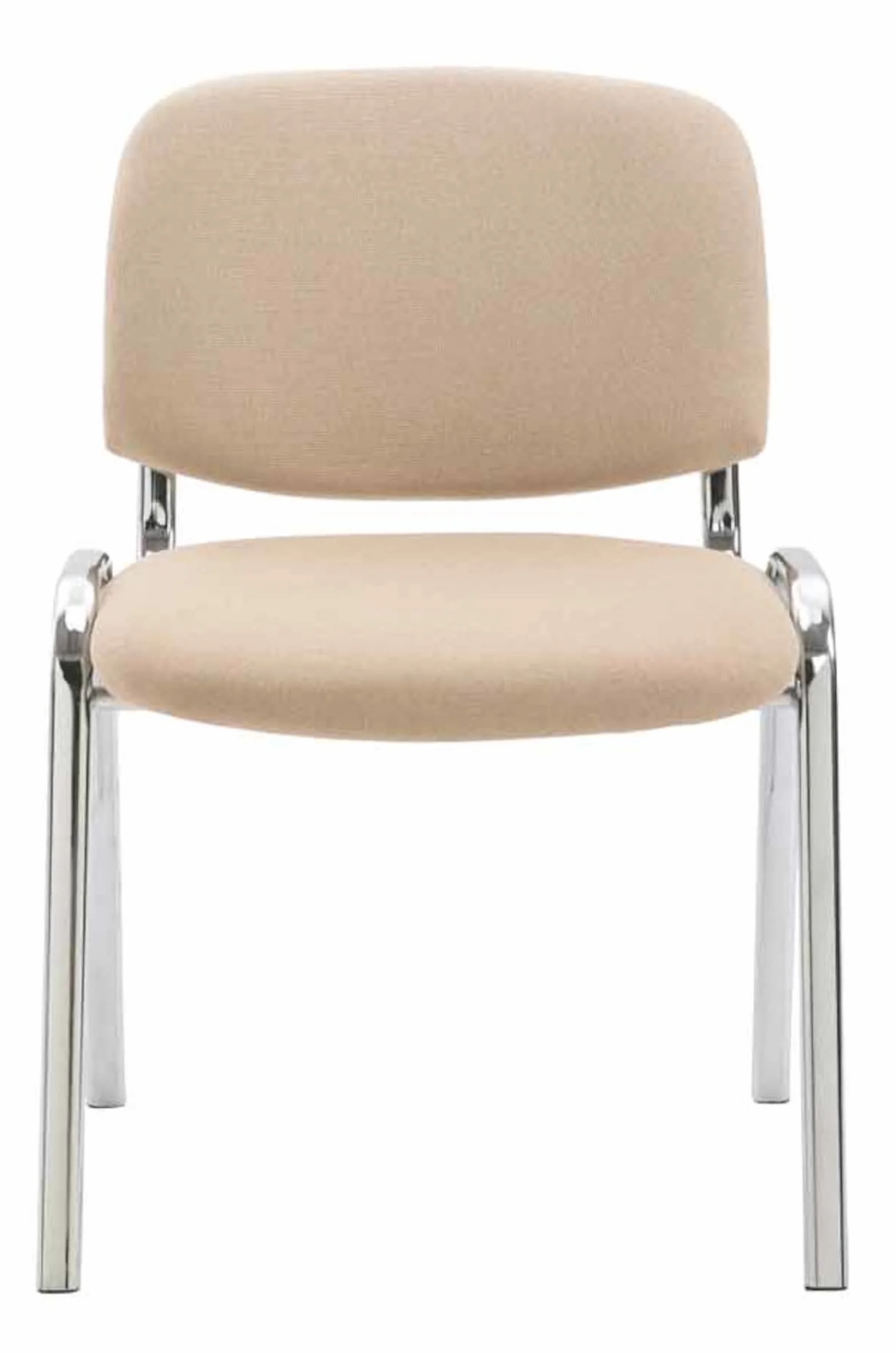 Juego de 4 Sillas Confidente Ken Chrom Tapizadas en Tela Apilables, Crema