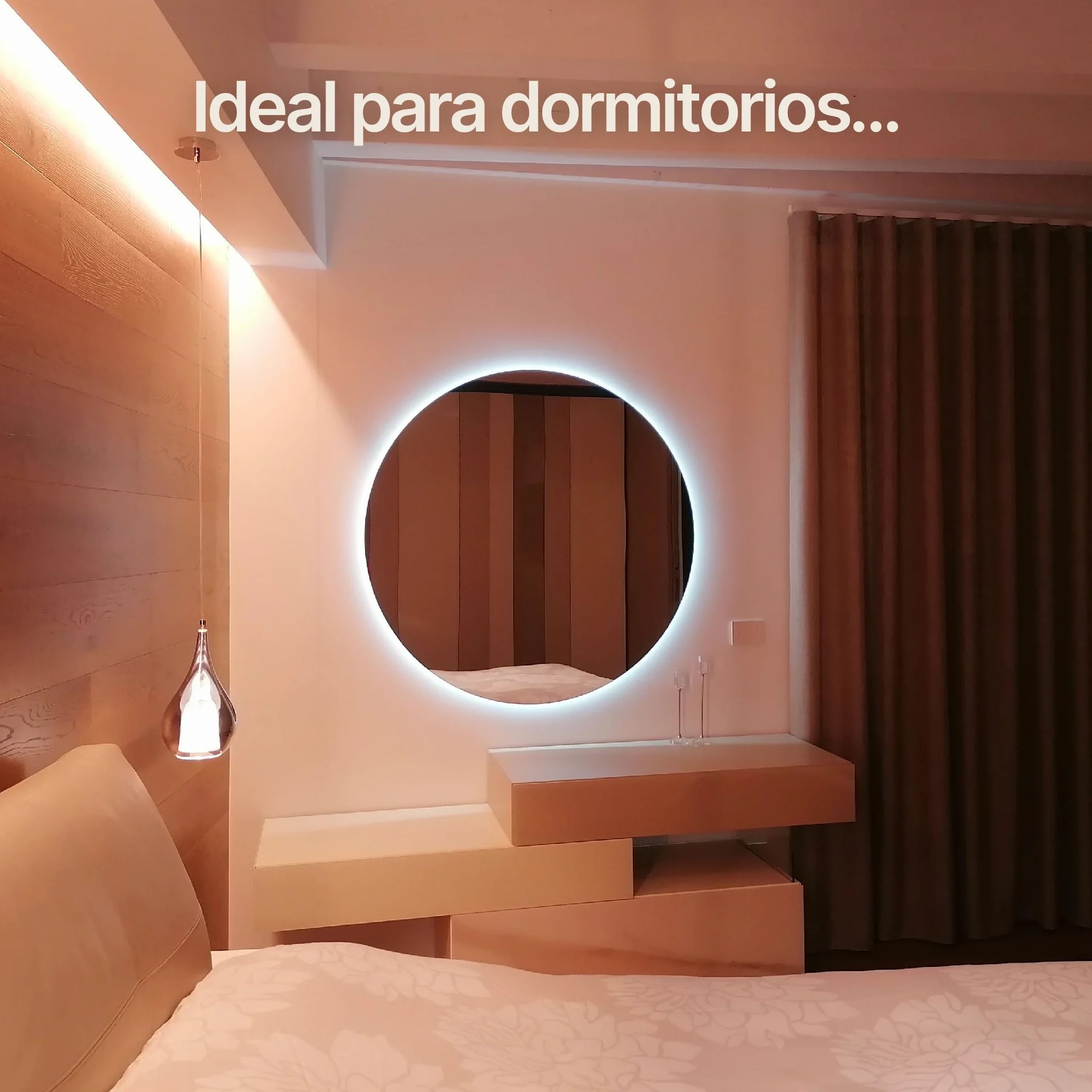 CustomGlass Espejo de Baño con iluminación Led Redondo Varias Medidas con Forma Circular Pared (Redondo 60 cm)