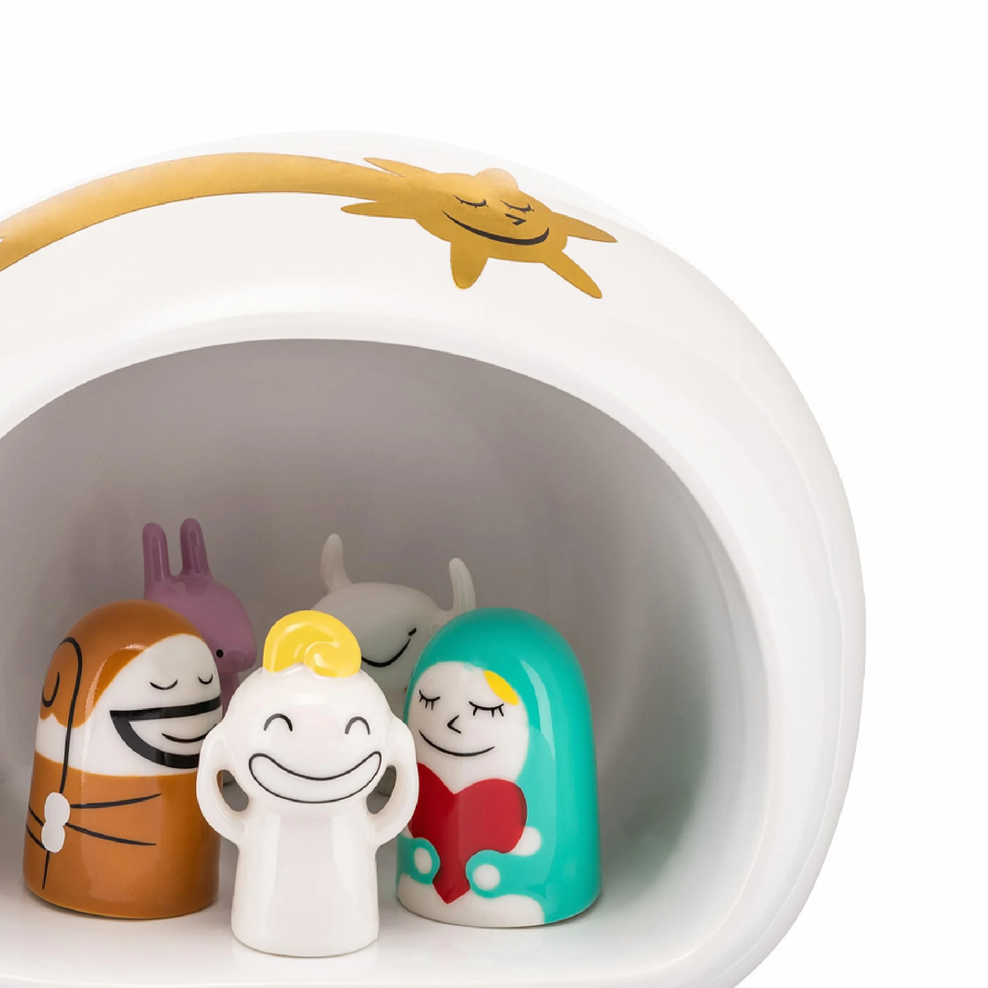Alessi AMGI10SET Set de Pesebre de Diseño con Reproducción de la Cueva y Figuras de Porcelana Decoradas a Mano, 10 Piezas